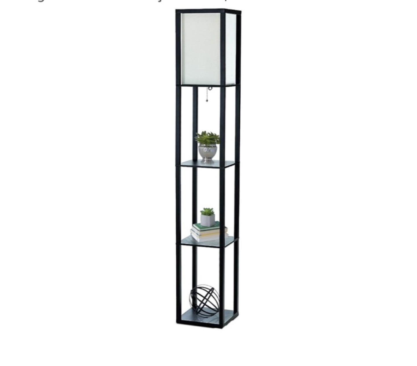 Black Floor Lamp with Three Shelves