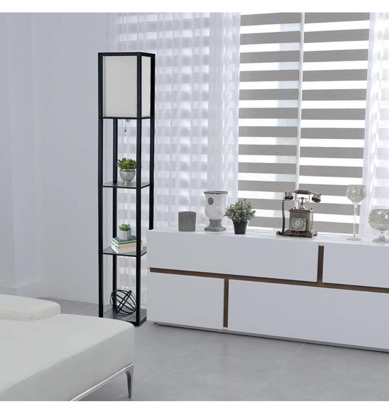 Black Floor Lamp with Three Shelves - photo 2