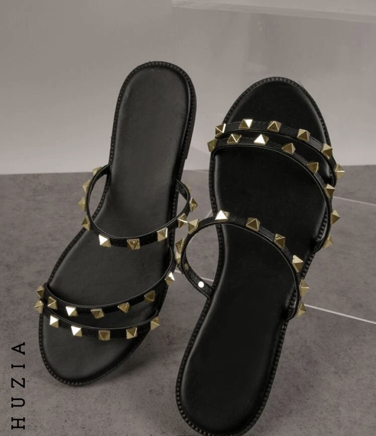 Black studded sandals