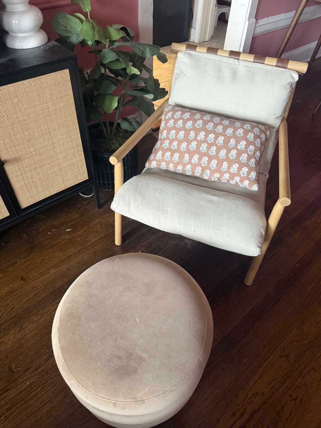 Mid-Century Modern Accent Chair with Ottoman
