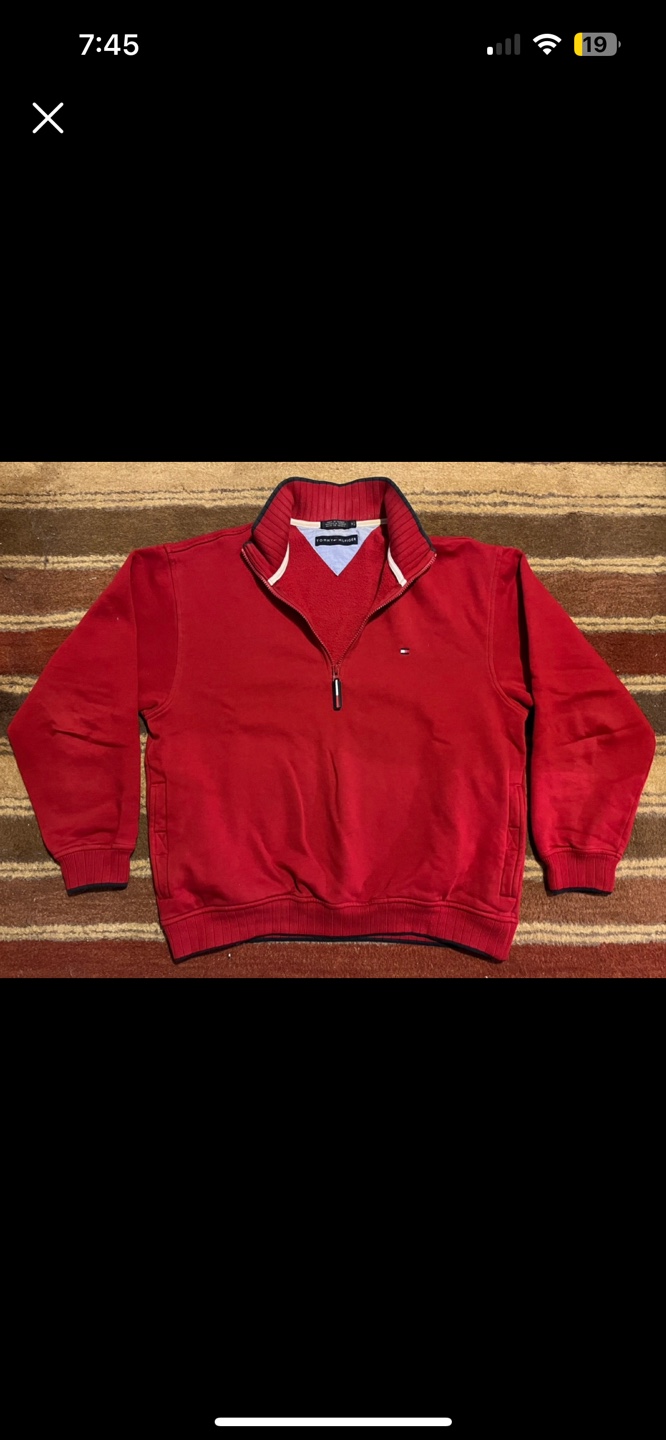 Tommy Hilfiger Red 1/4 Zip Sweater (medium)