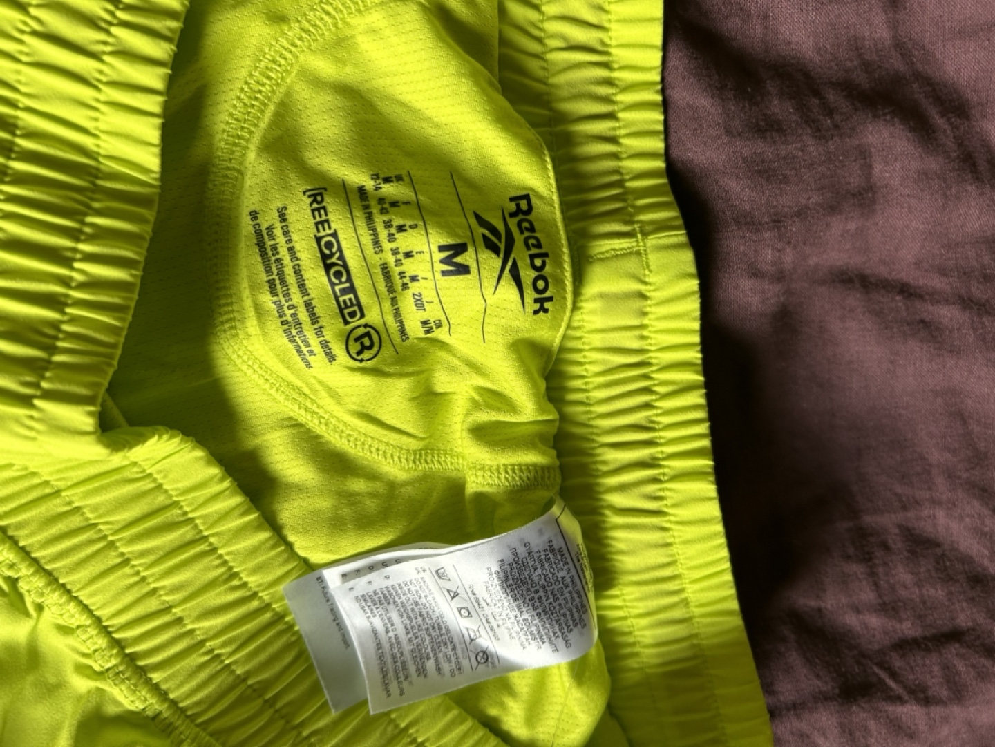 Neon Yellow Reebok Running Shorts - Size M - photo 2