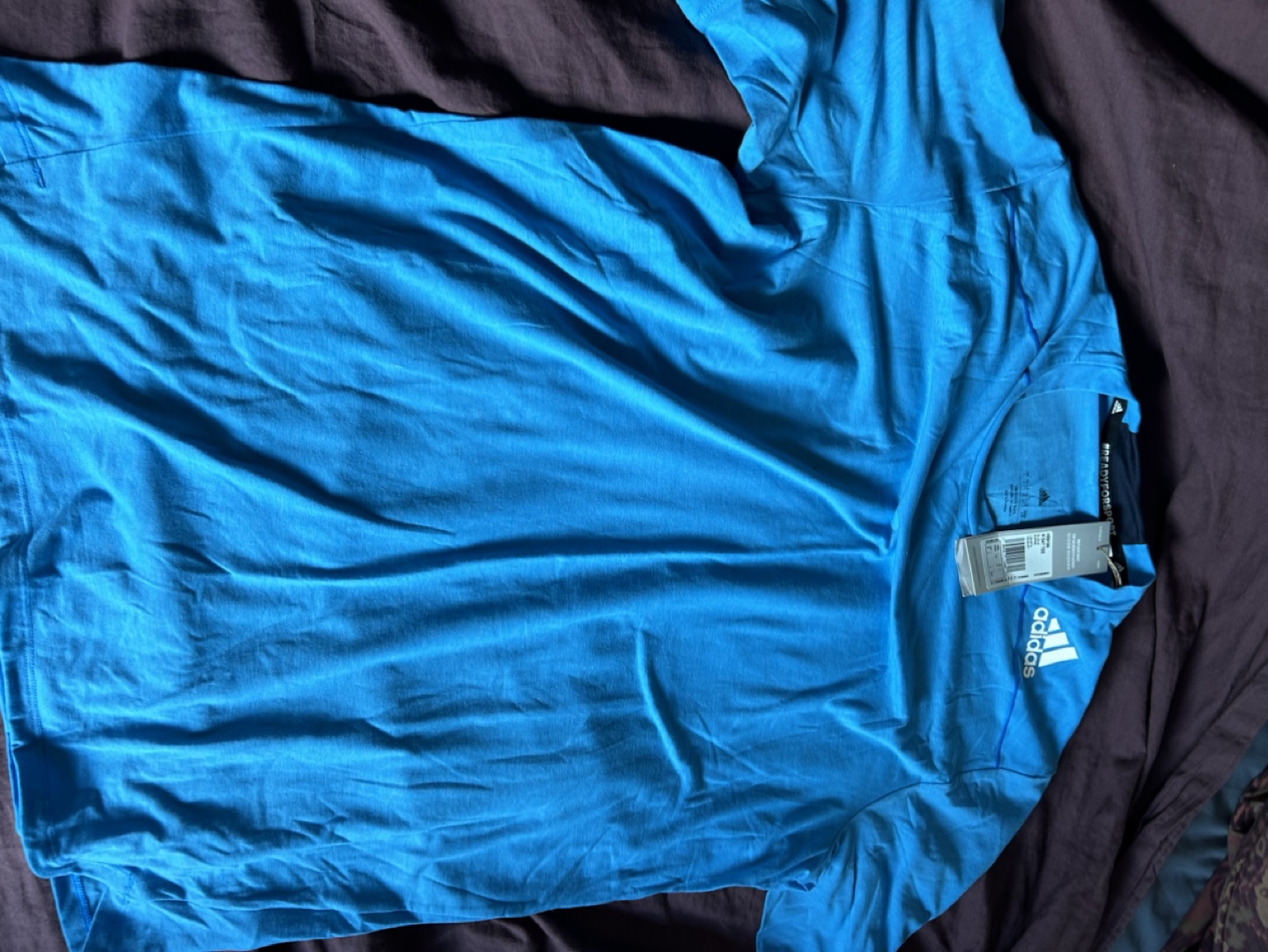 Adidas Men's Long Sleeve T-Shirt - Size M - Bright Blue