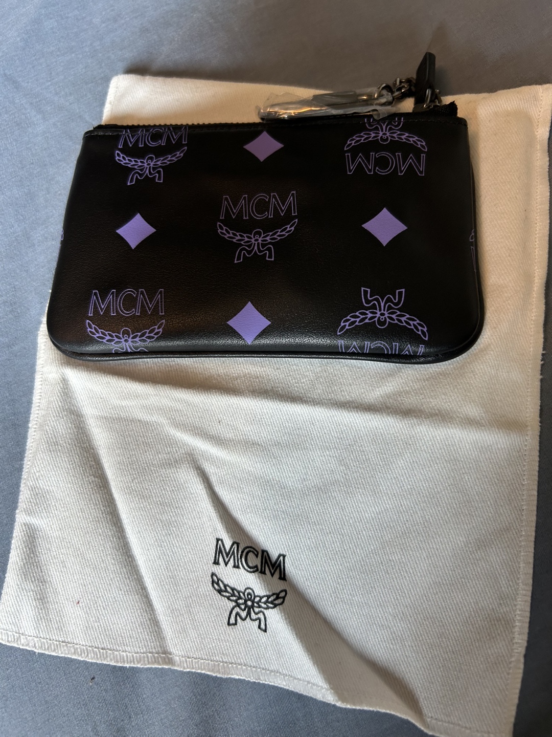 MCM Black and Purple Mini Pouch with Keychain - photo 3