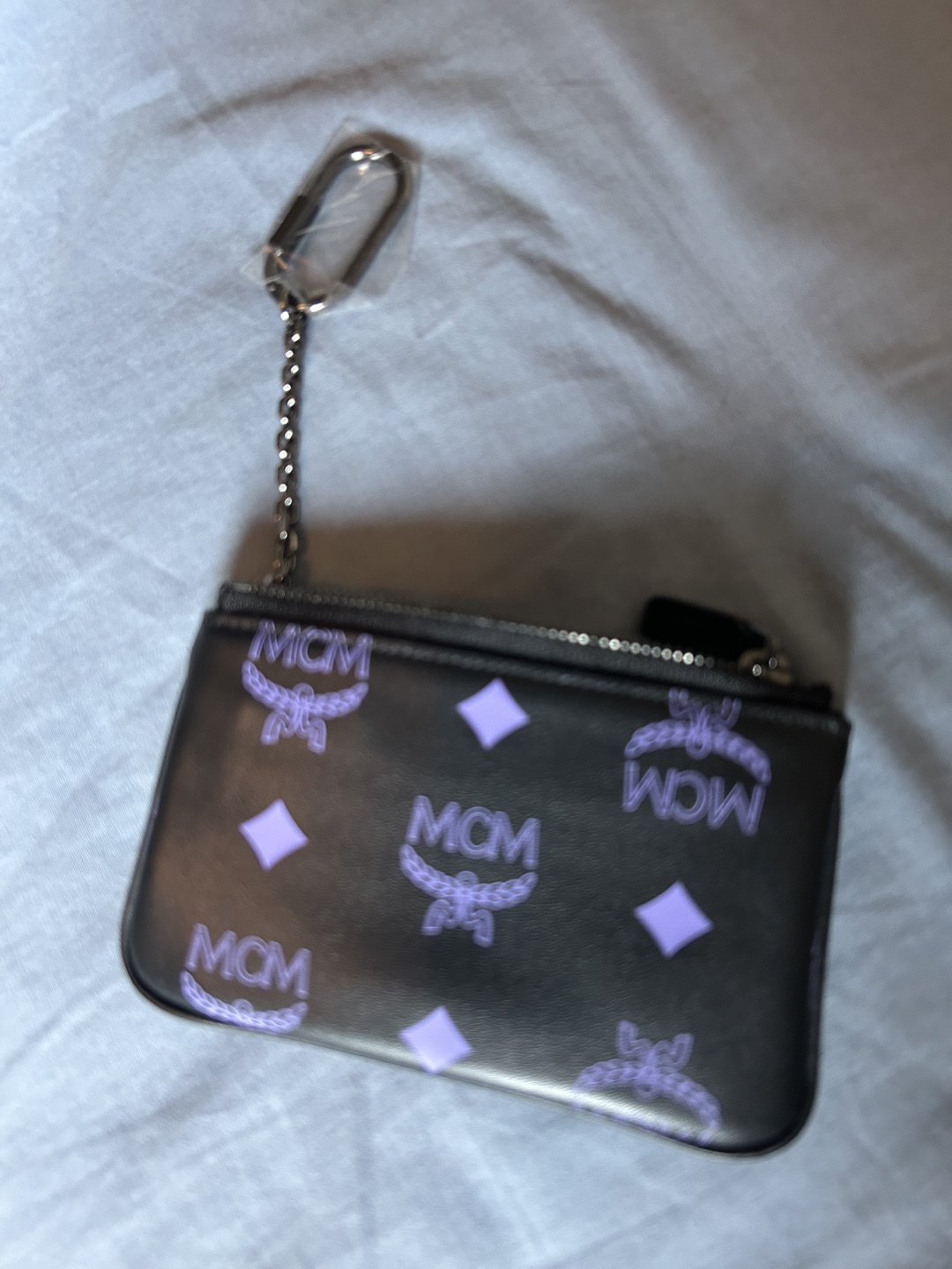 MCM Black and Purple Mini Pouch with Keychain - photo 4