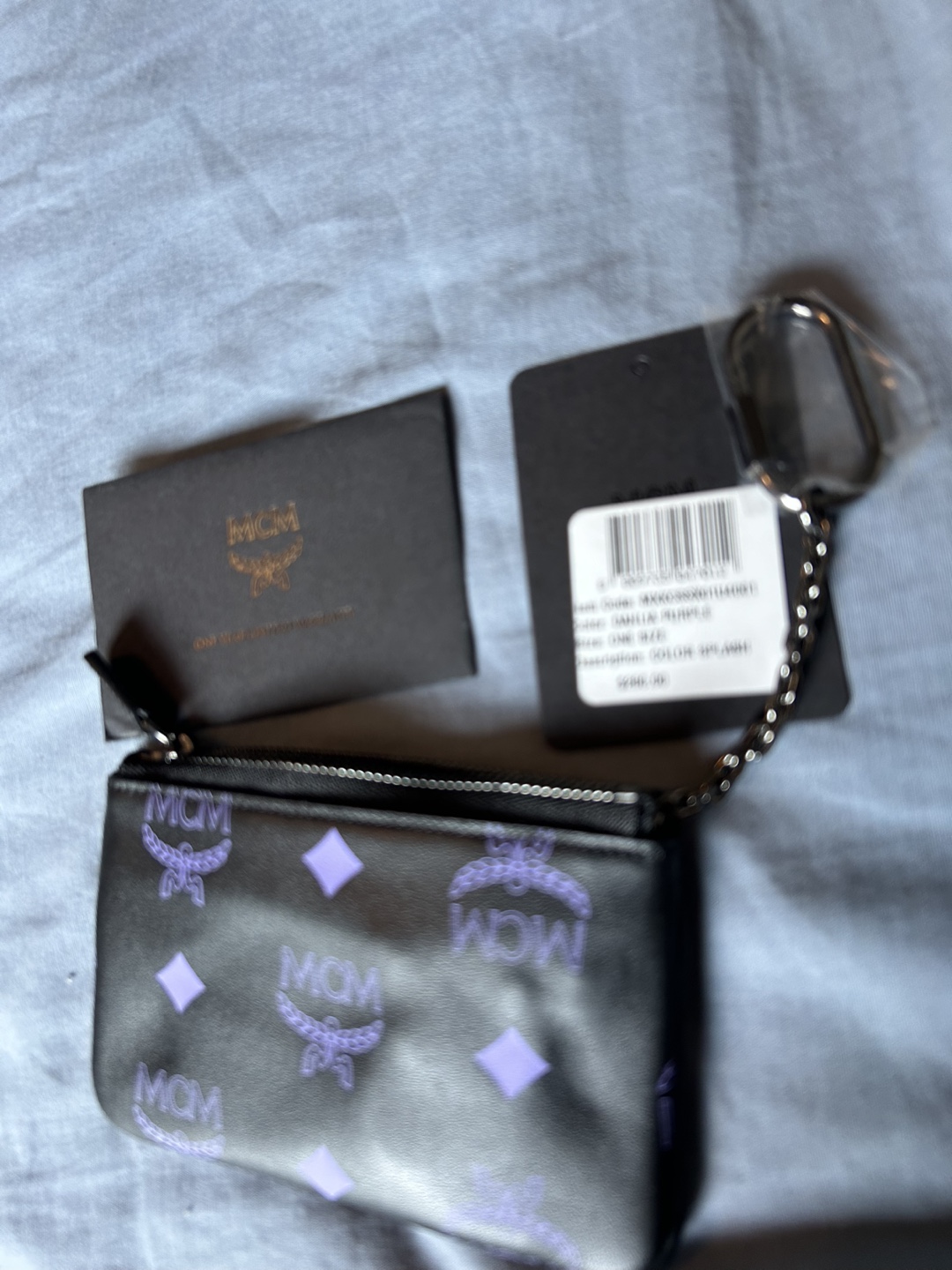 MCM Black and Purple Mini Pouch with Keychain - photo 2