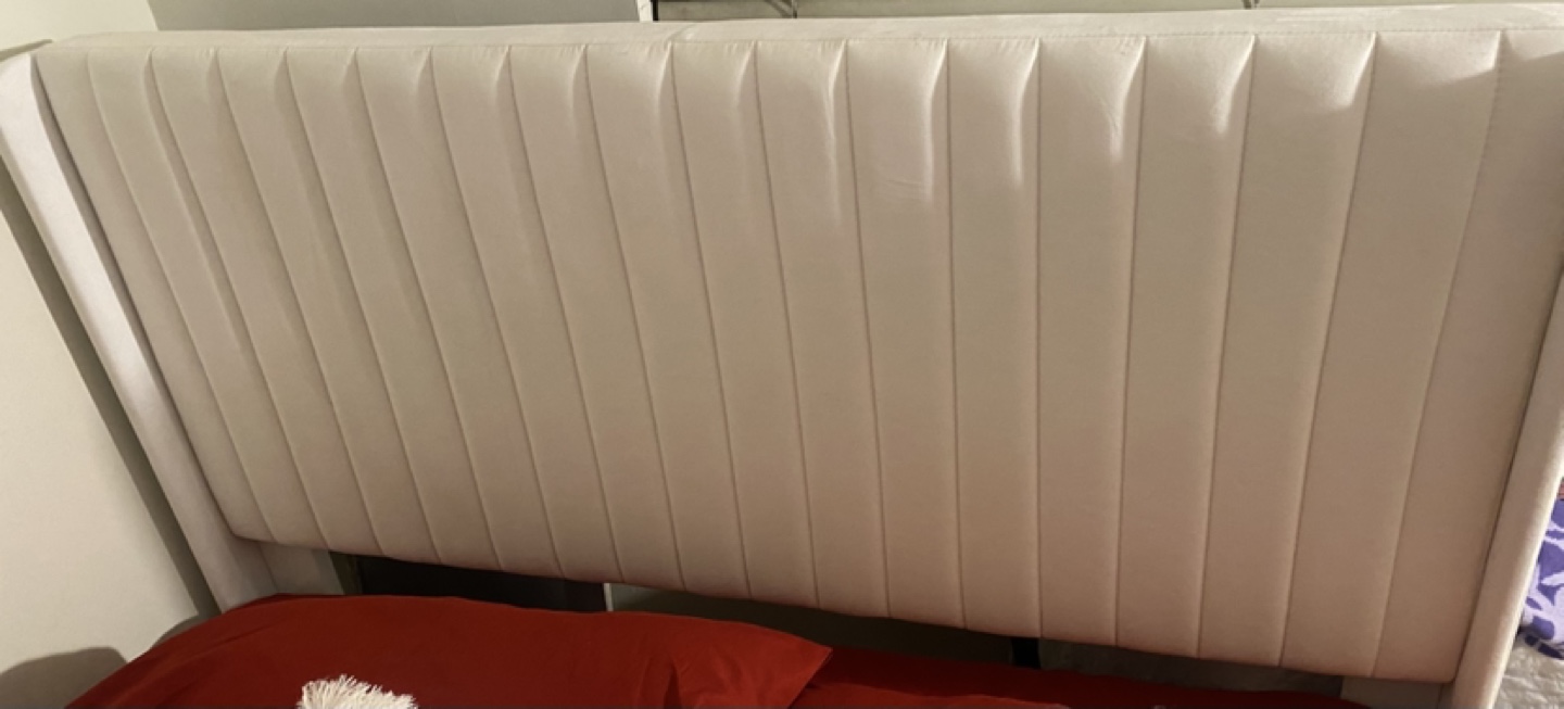 Full Size Bed Frame with White Velvet Headboard - photo 3