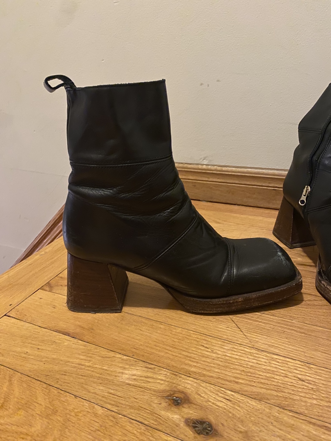 asos Black Leather Block Heel Boots - photo 2