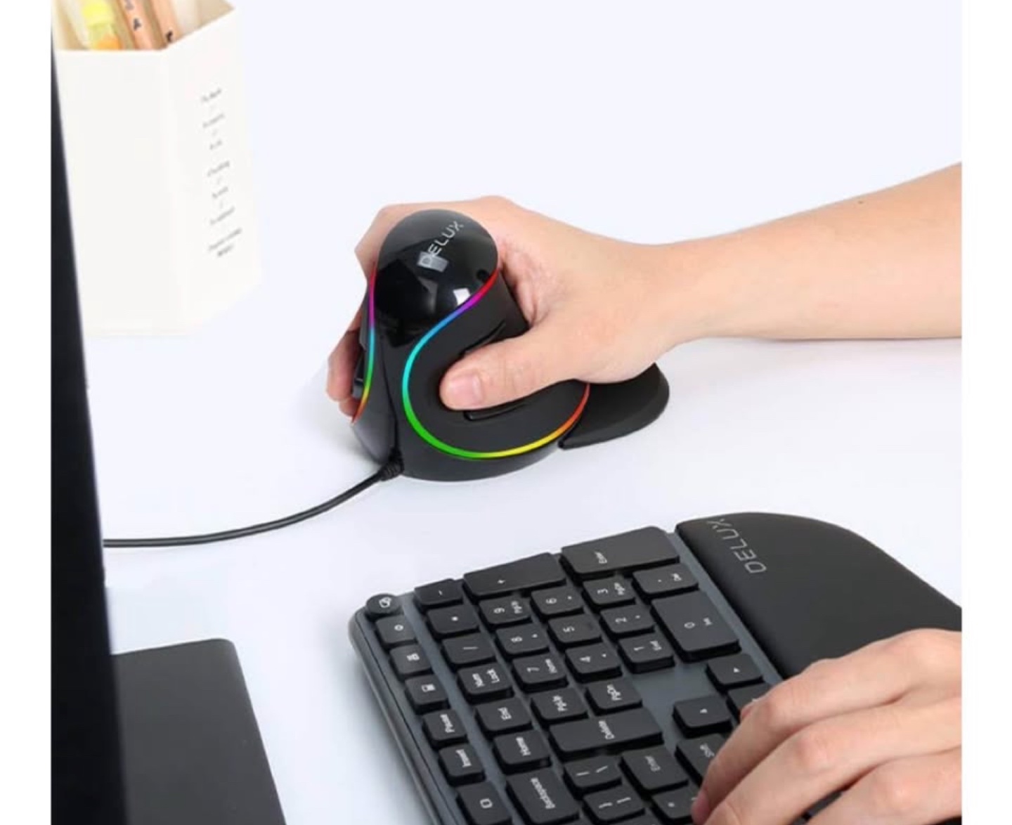 DELUX Ergonomic Vertical Mouse with RGB Lighting - photo 2