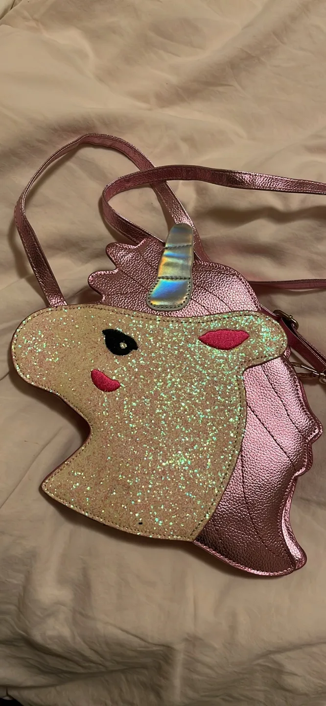 Pink Glitter Unicorn Crossbody Purse thumbnail