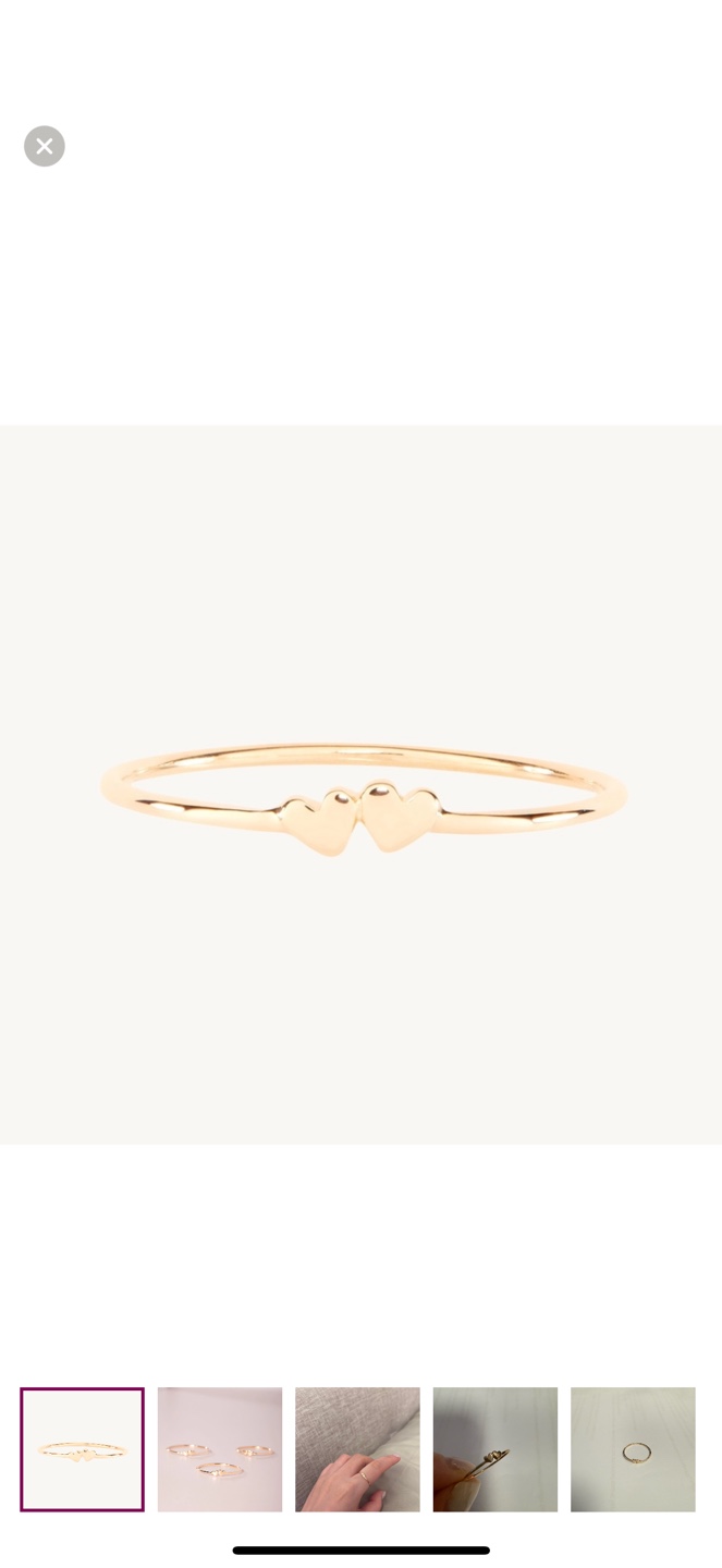 Catbird Twin Hearts Gold Stacking Ring 14k