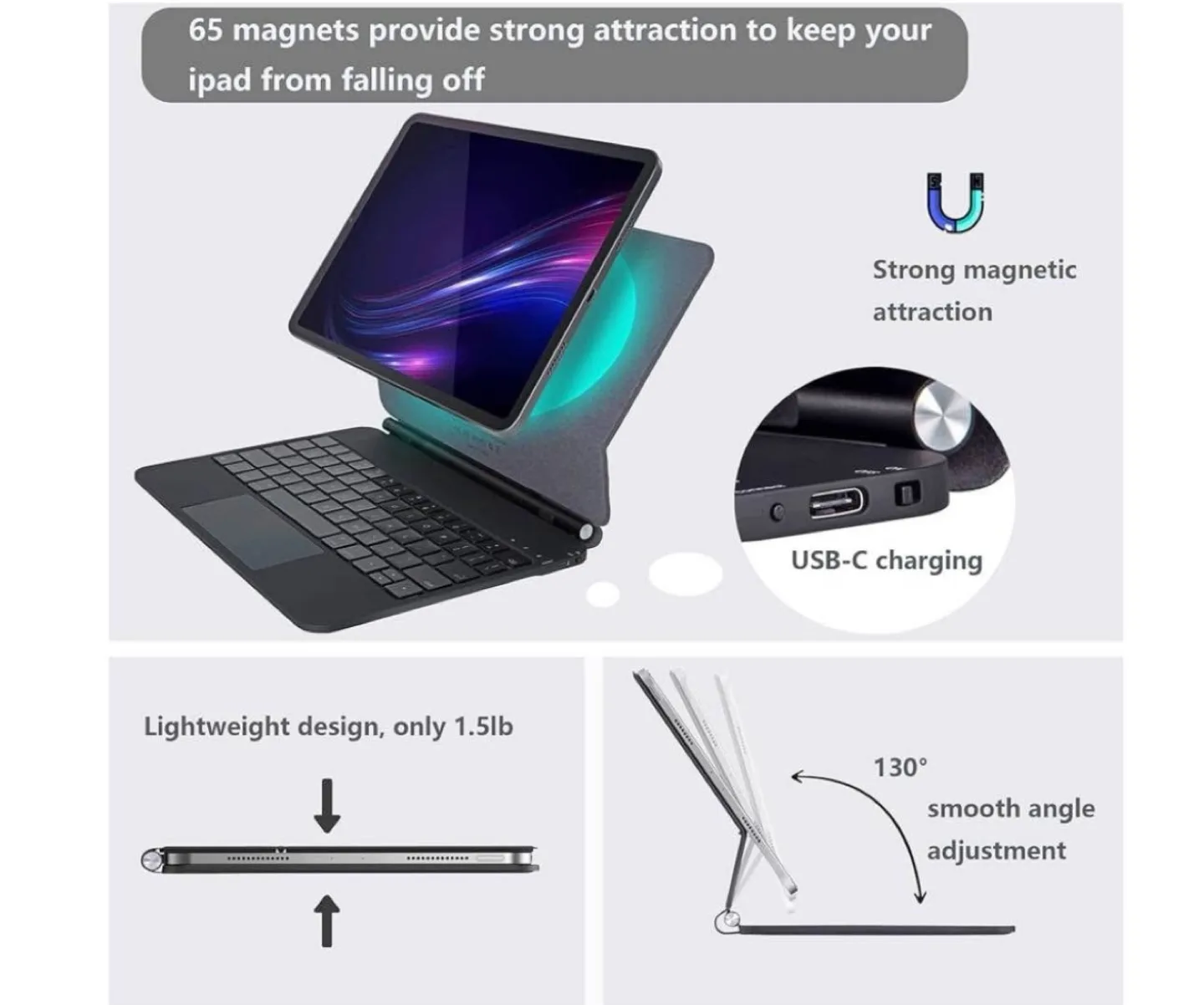 iPad Keyboard Case with Stand - Dark Grey image indicator(3)