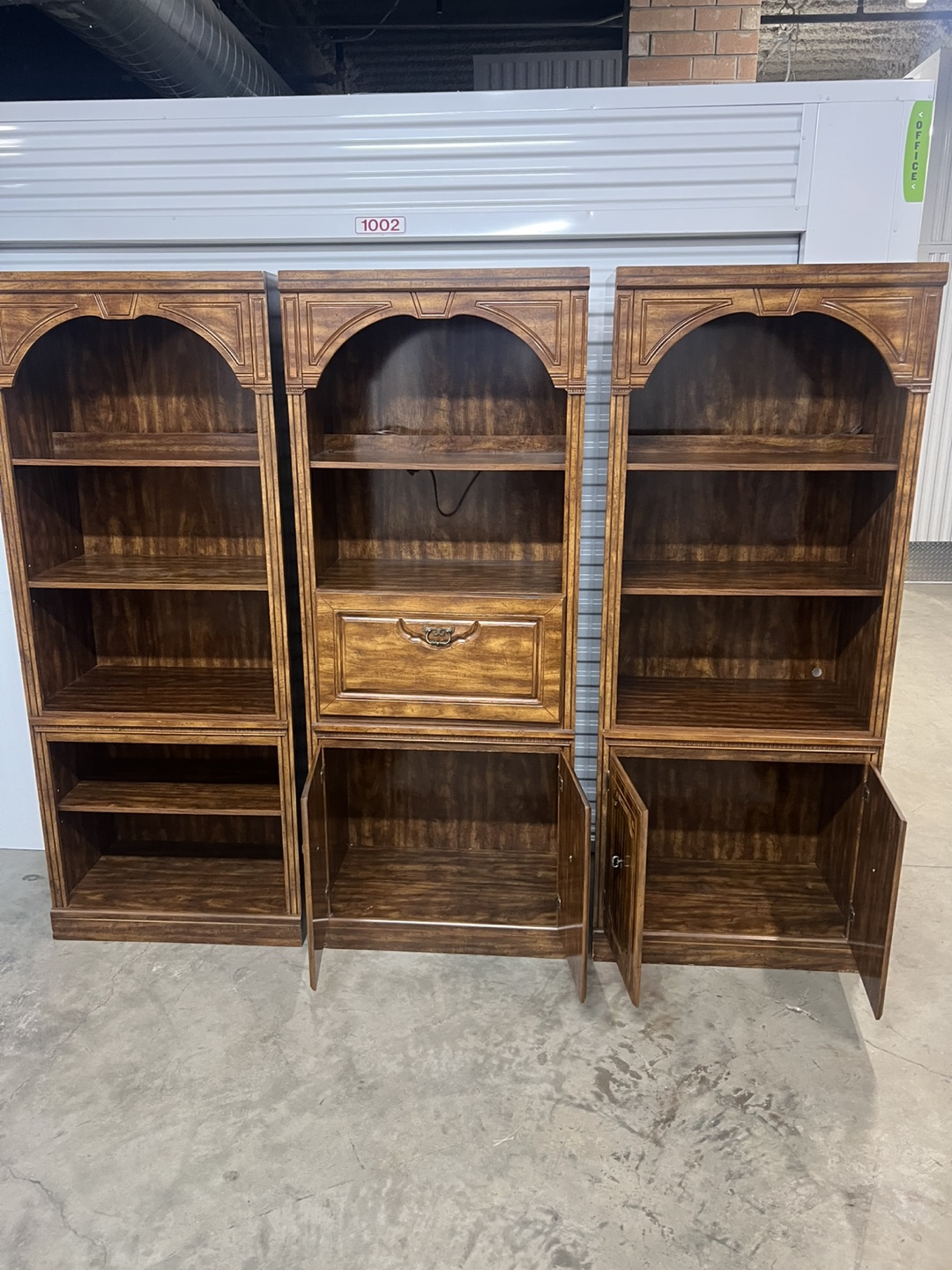 Three-Piece Wood Bookcase Set with Secretary - photo 5