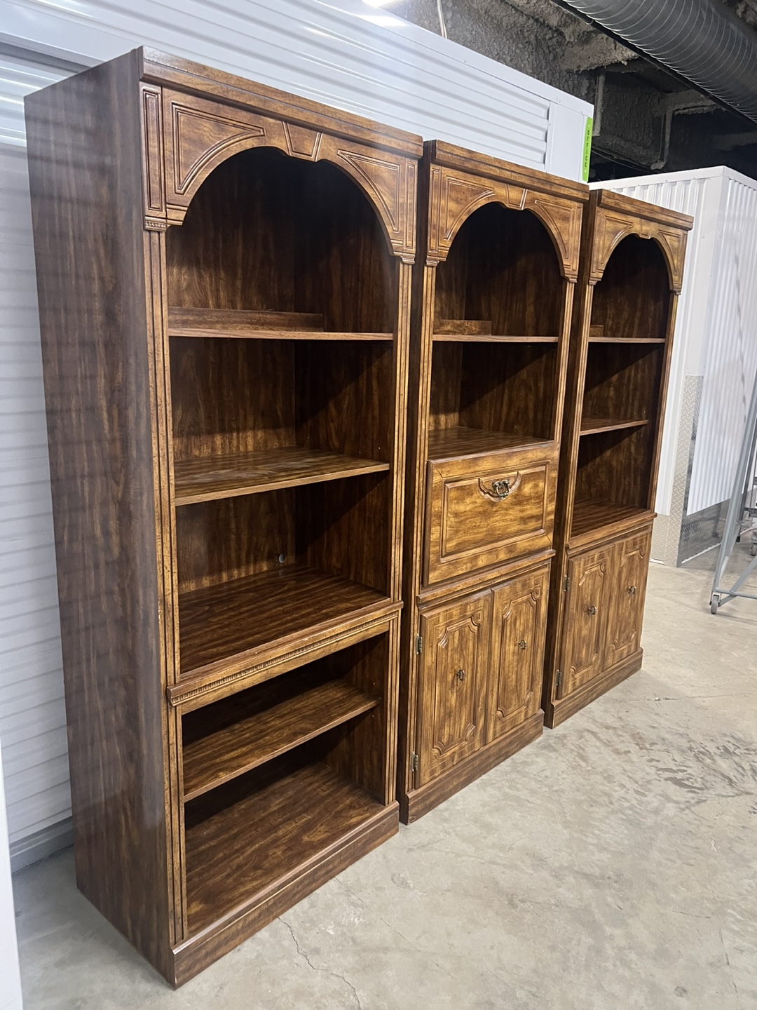 Three-Piece Wood Bookcase Set with Secretary - photo 4