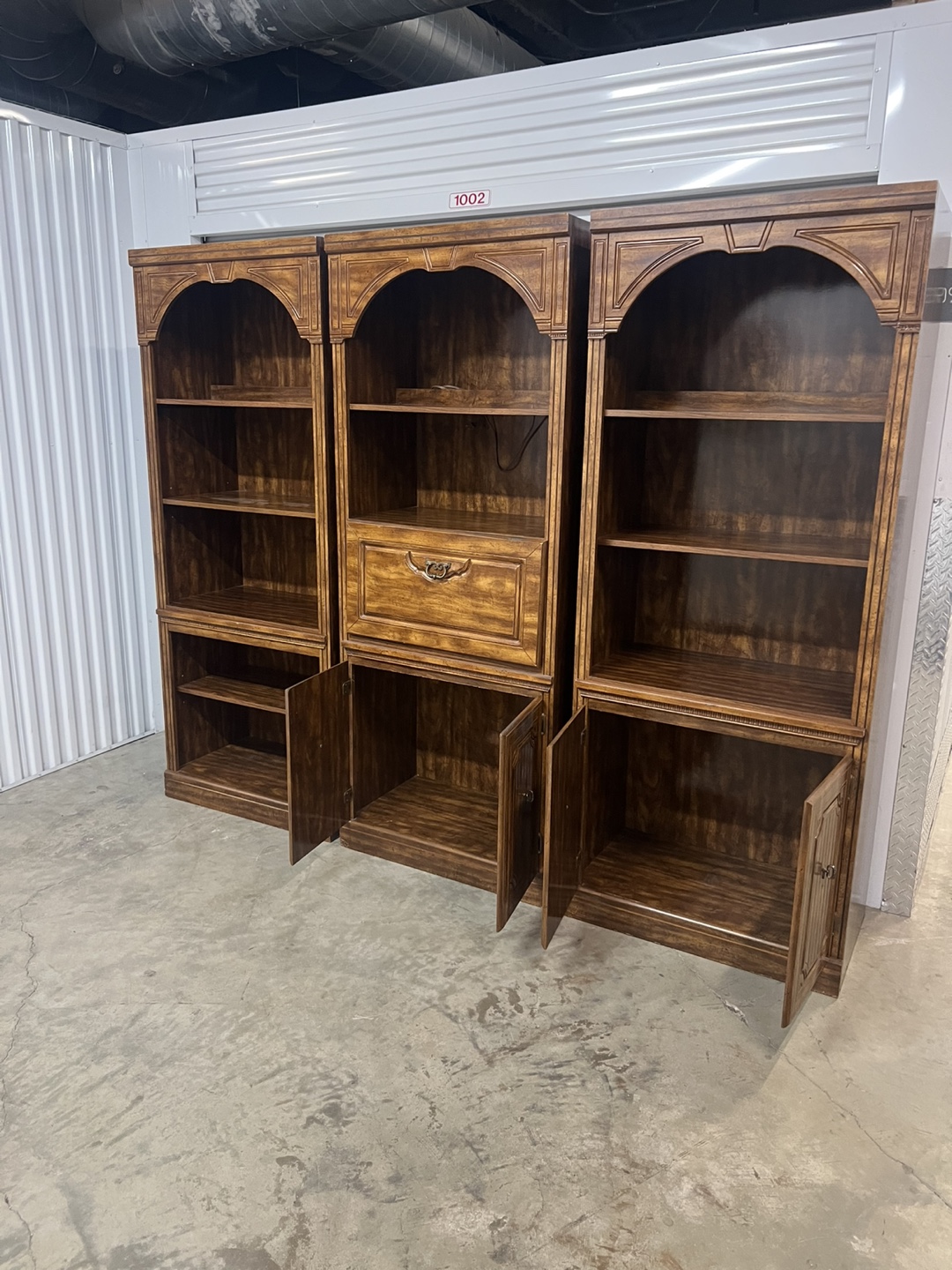 Three-Piece Wood Bookcase Set with Secretary - photo 2