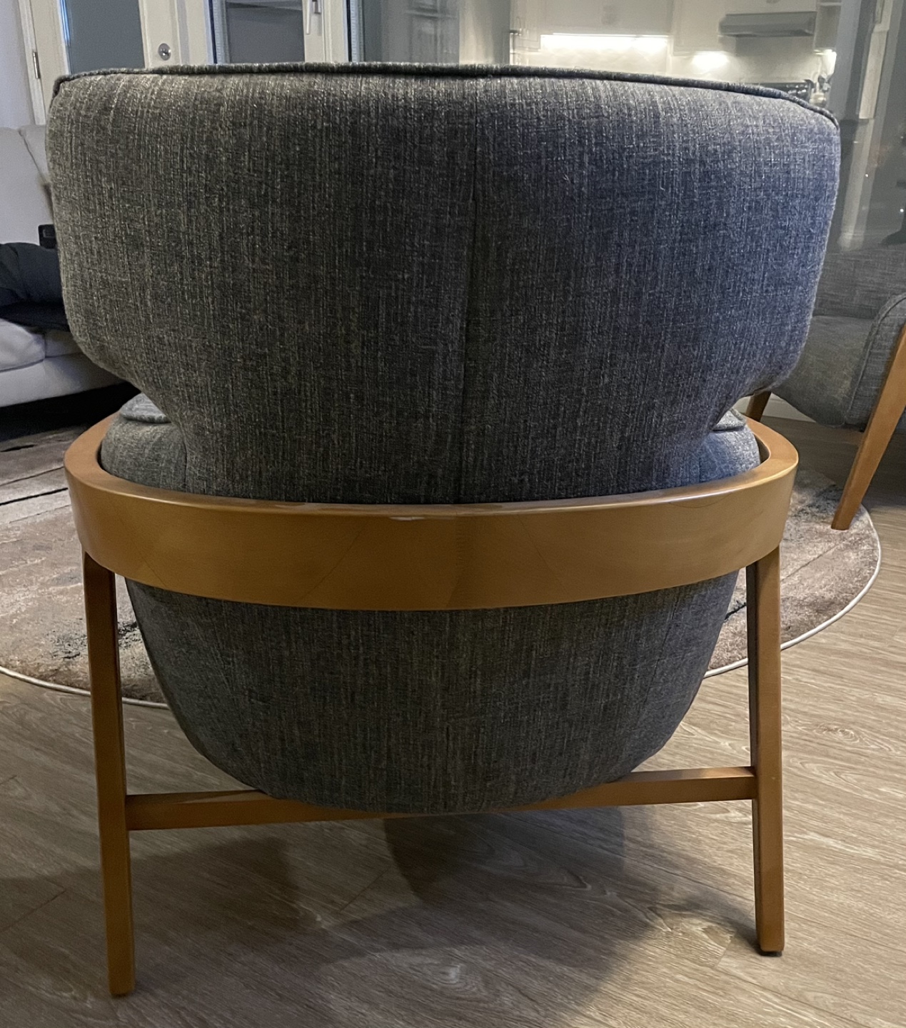 Grey Fabric Accent Chair with solid Walnut Legs - photo 3
