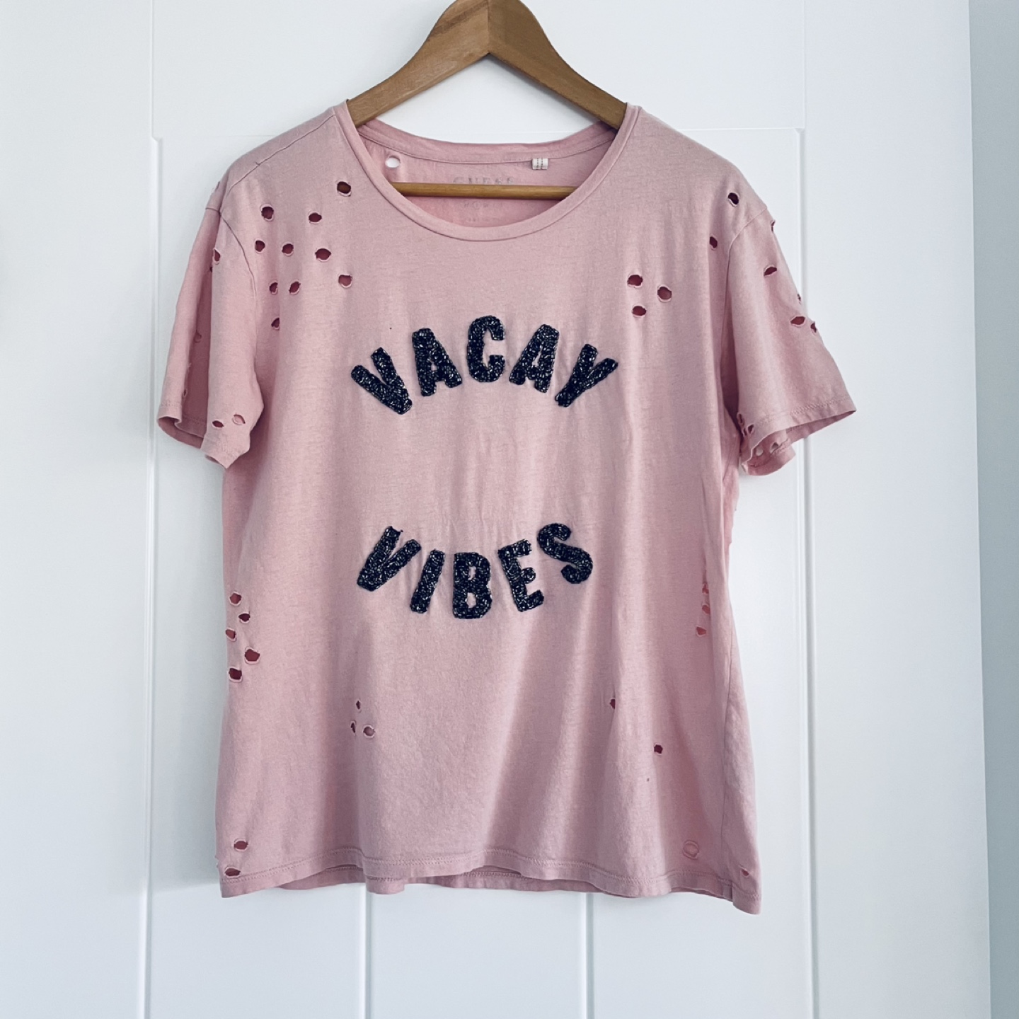 Guess Pink Beaded Vagabond Vibes T-Shirt