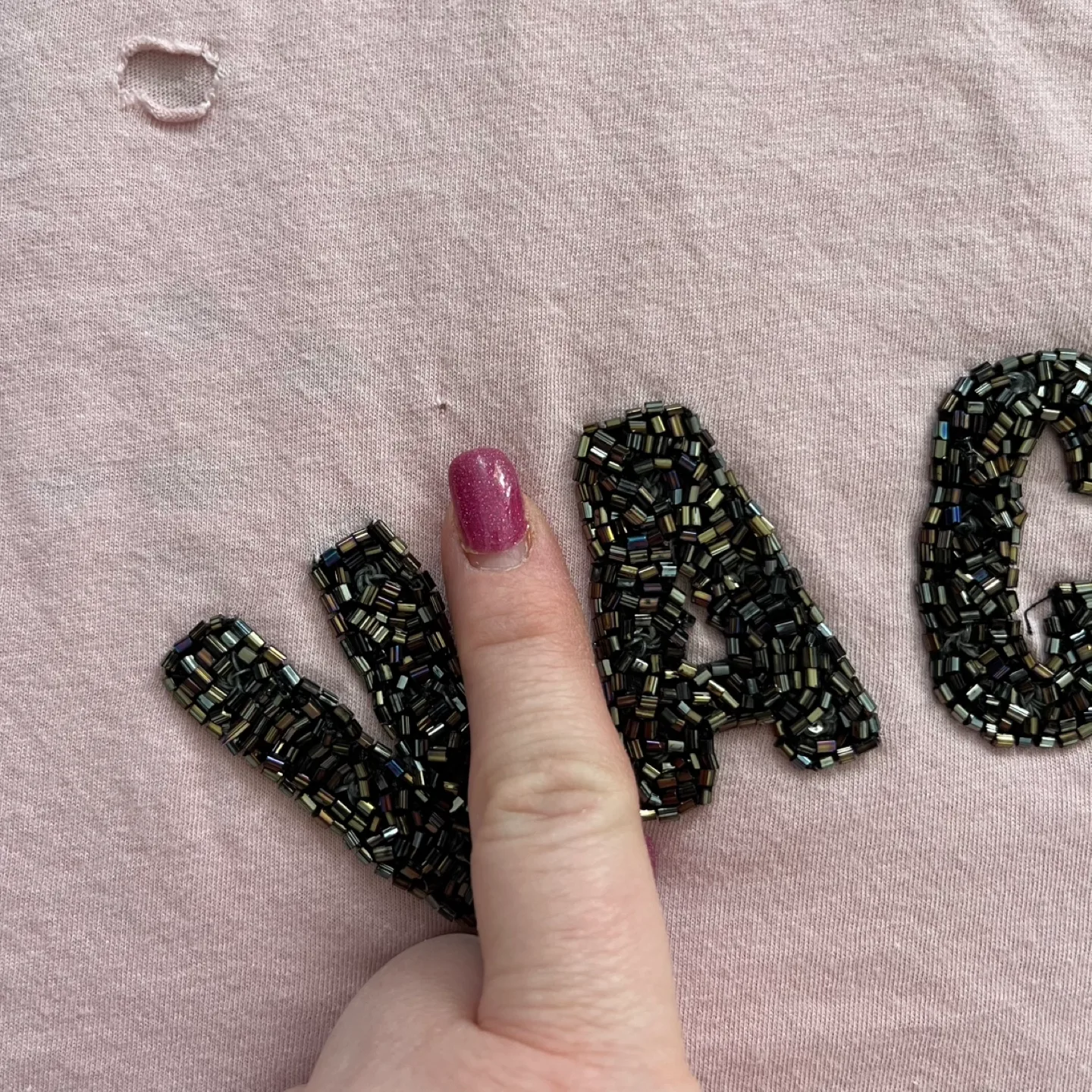 Guess Pink Beaded Vagabond Vibes T-Shirt image indicator(5)