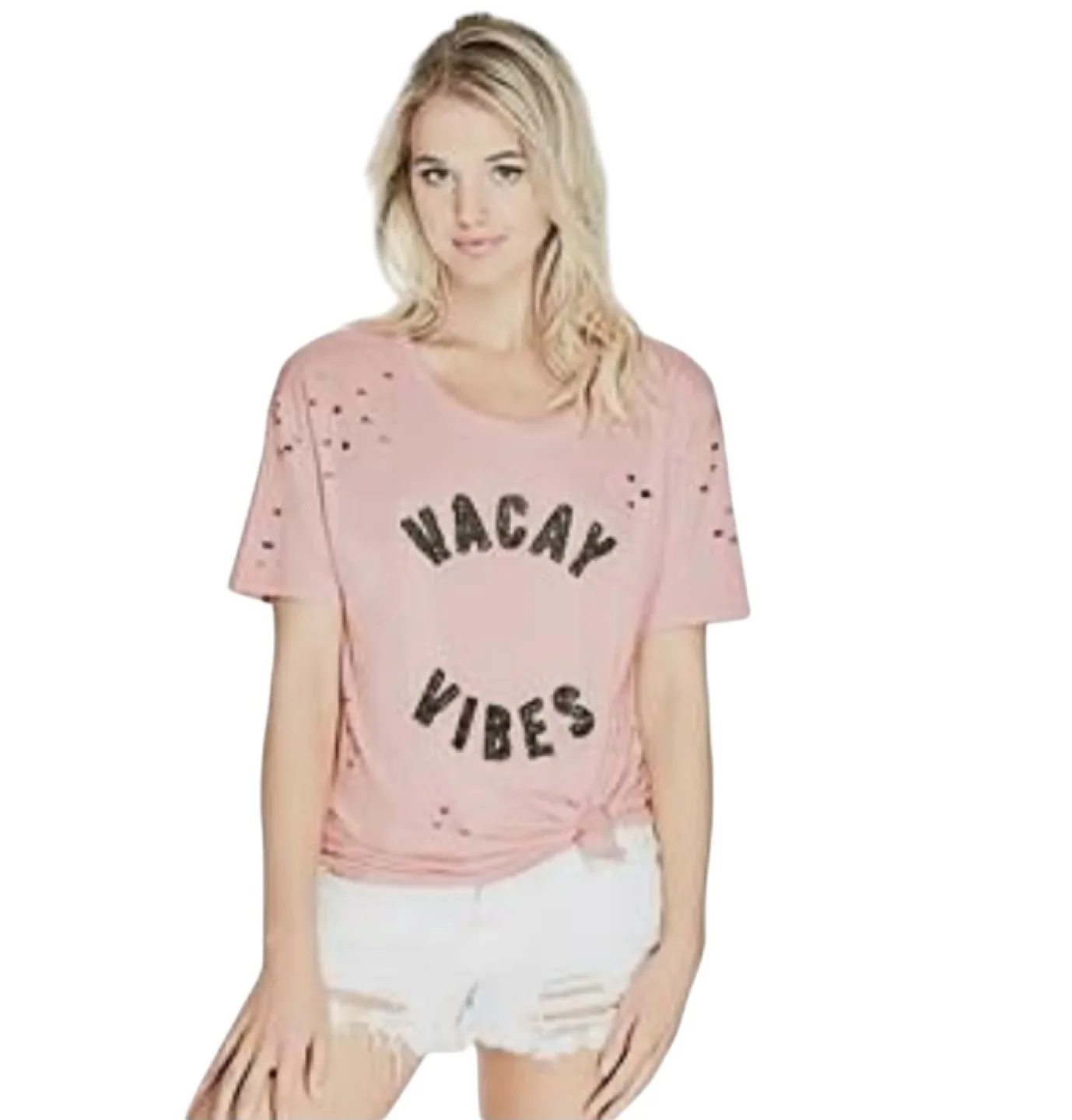 Guess Pink Beaded Vagabond Vibes T-Shirt image indicator(10)