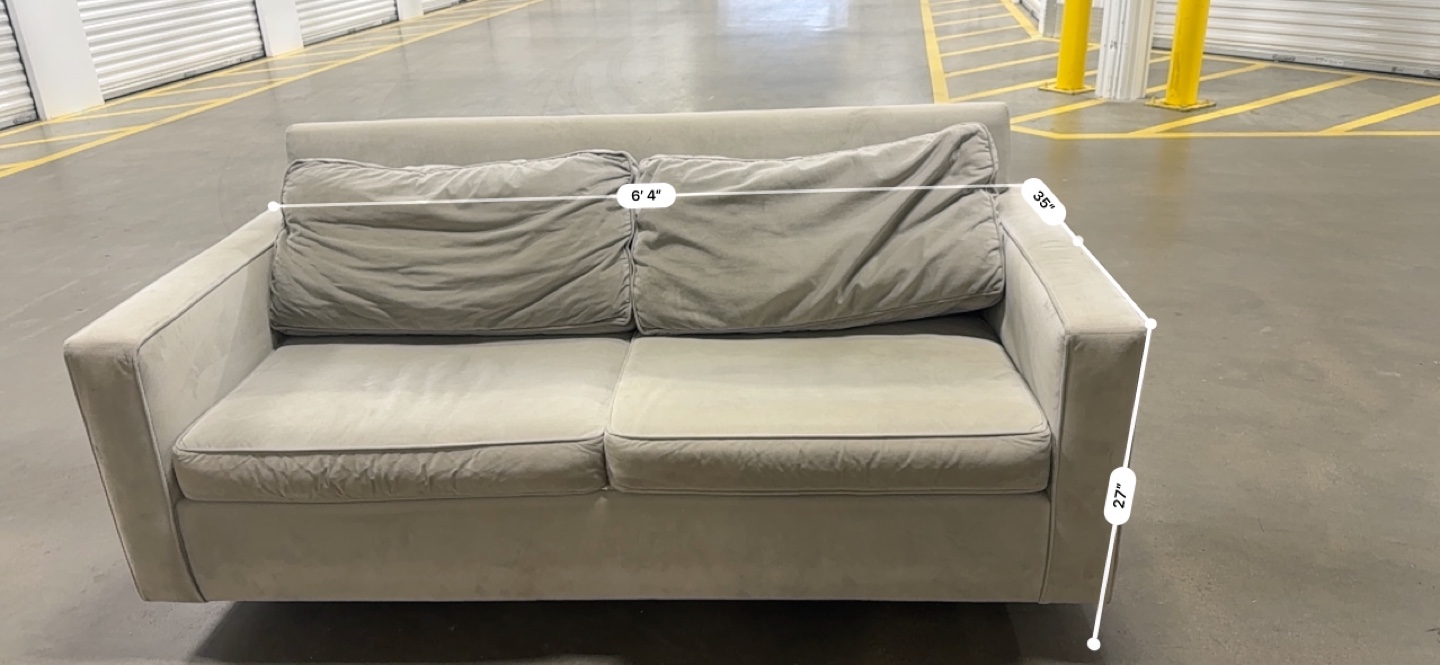 Gray Velvet Loveseat - photo 2