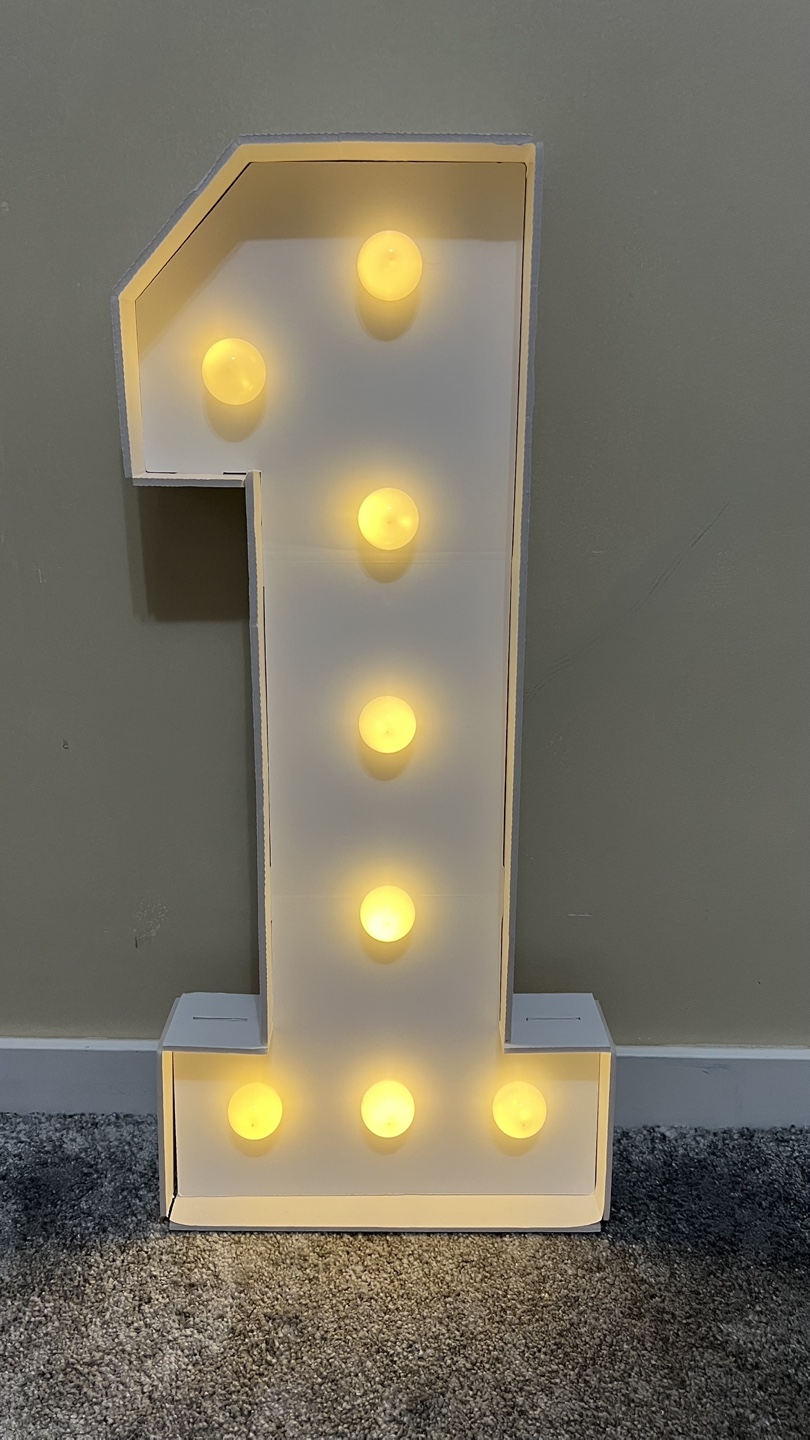 Large White Number 1 Light Up Sign - photo 5