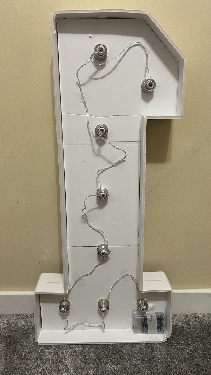 Large White Number 1 Light Up Sign - photo 2