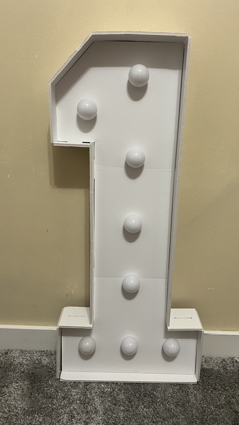 Large White Number 1 Light Up Sign