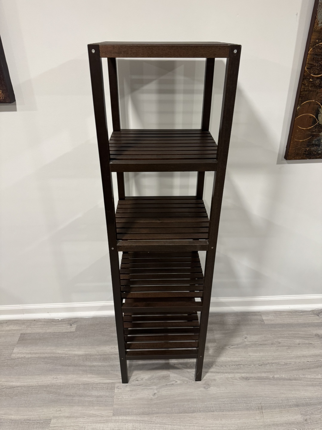 Dark Brown 5-Shelf Wooden Storage Rack - photo 2