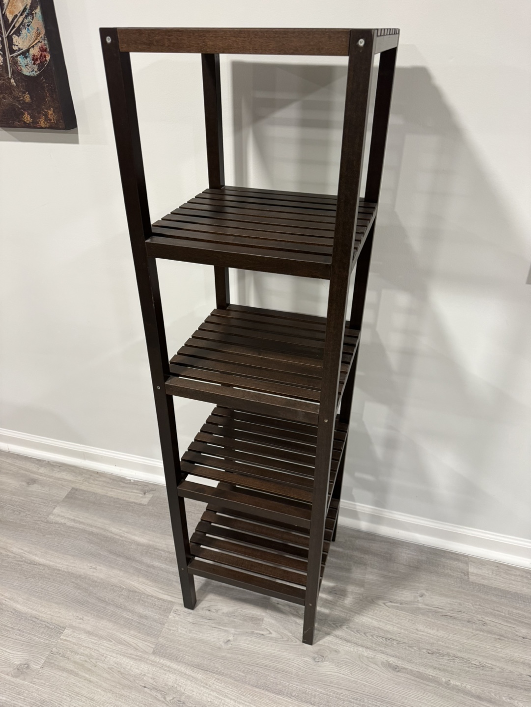 Dark Brown 5-Shelf Wooden Storage Rack