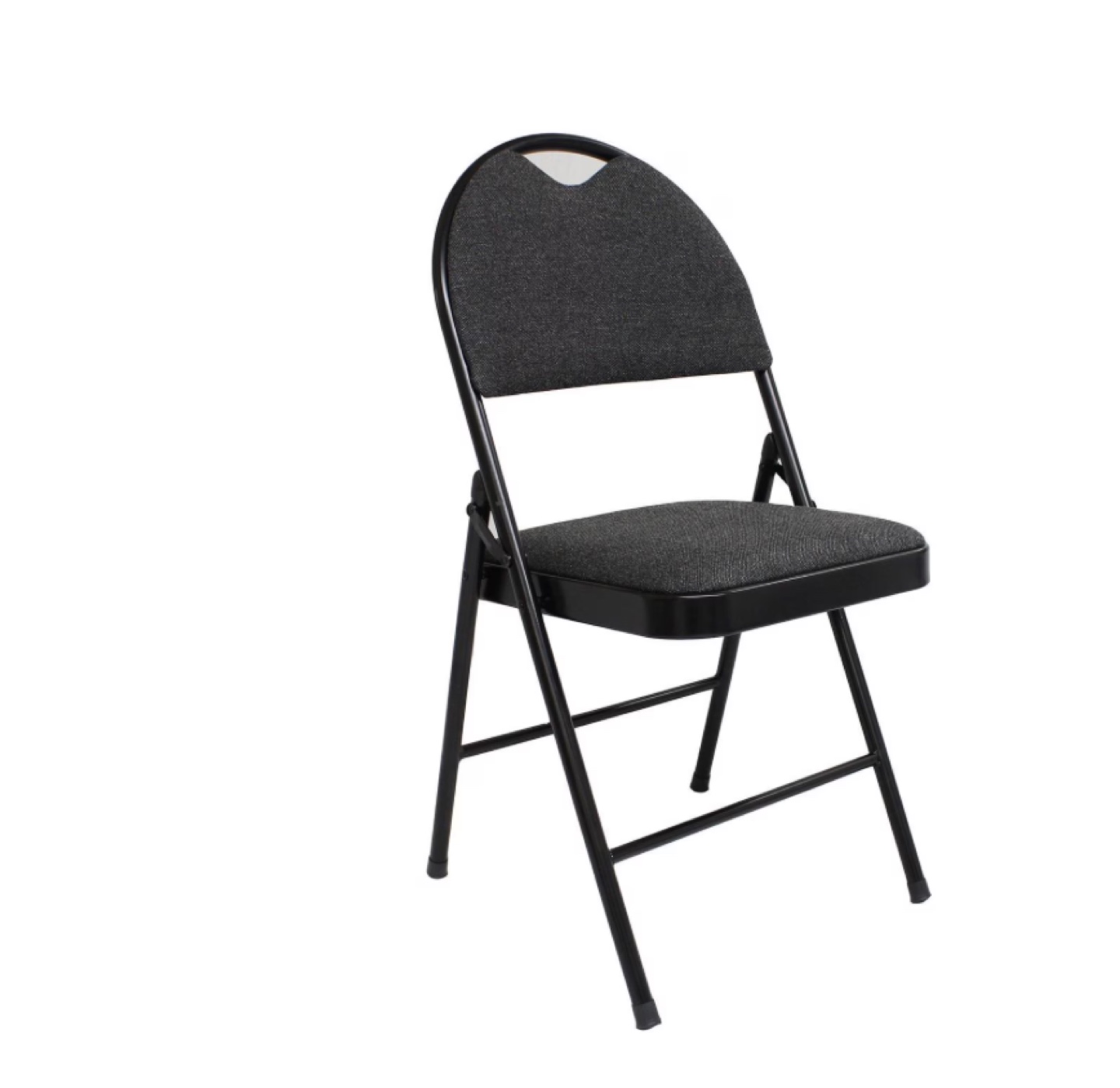 Black Metal Folding Chairs with Grey Cushions