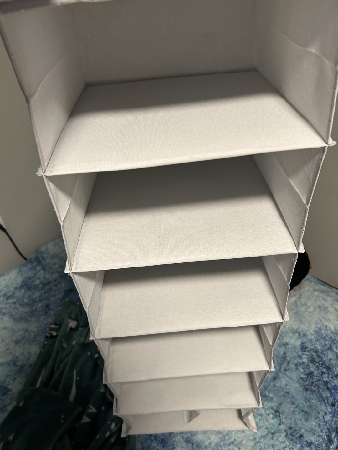 Six-shelf fabric storage organizer