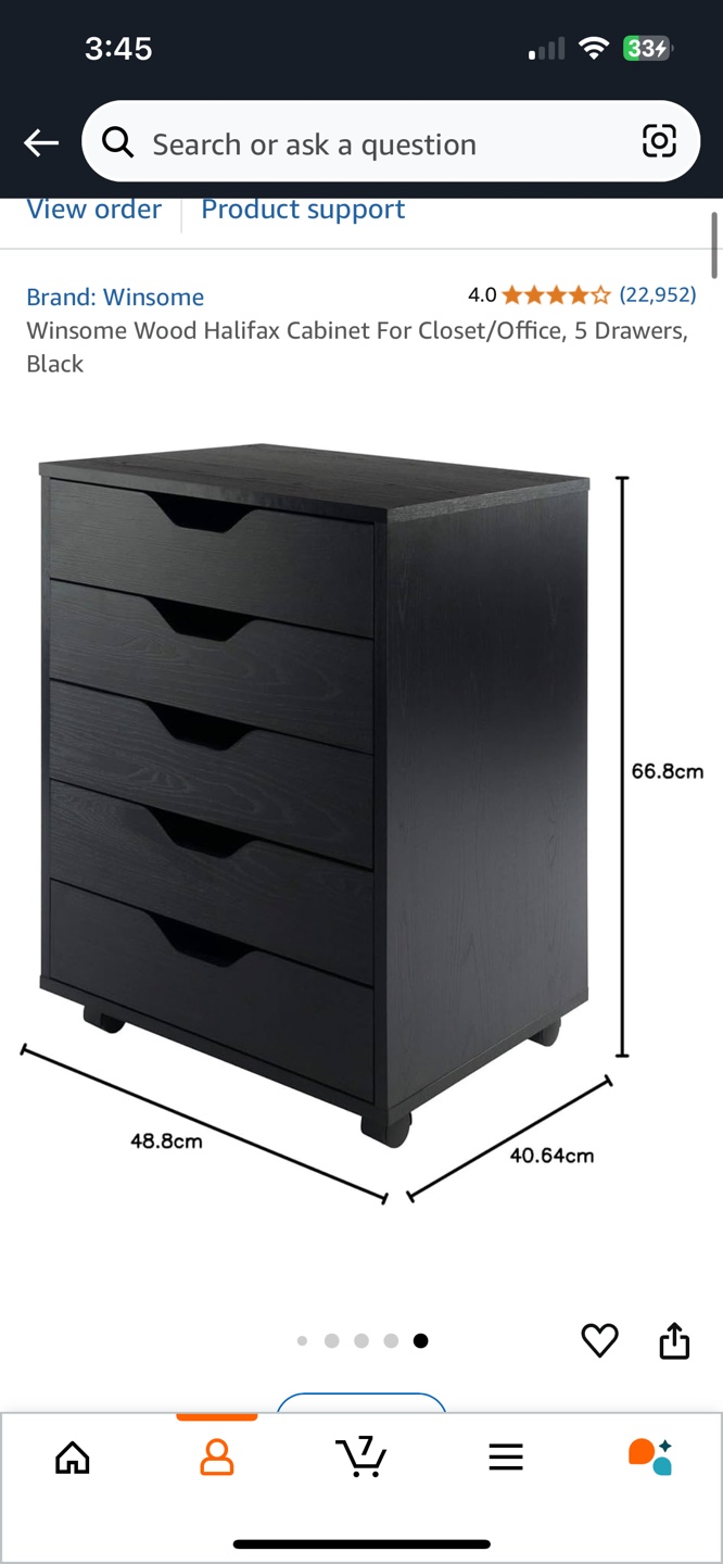 Winsome Halifax 5-Drawer Cabinet - Black - photo 2