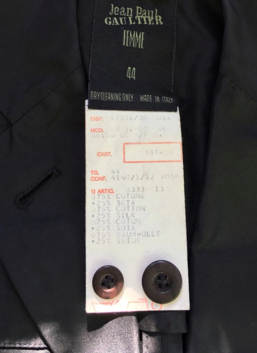 ⭐️Vintage JEAN PAUL GAULTIER 1990’s Black Military style jacket image indicator(5)