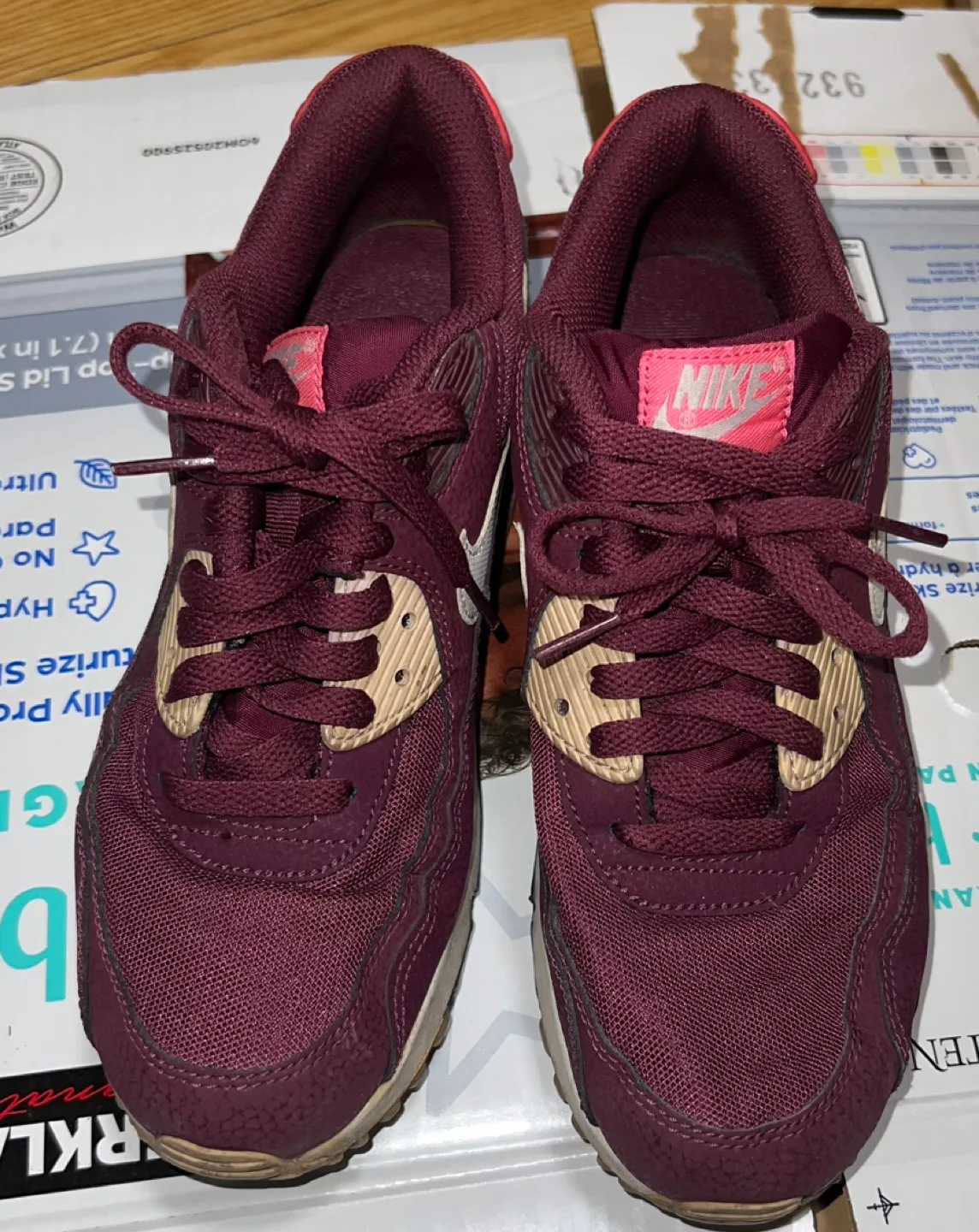 Women's Nike Air Max 90 Size US 8.5 Burgundy Sneakers image indicator(4)