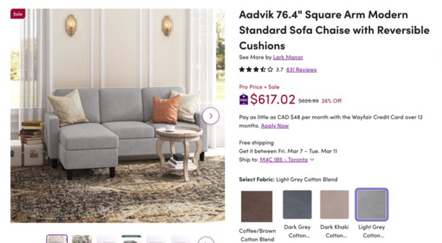 Sofa / Couch with Ottoman and reversible cushions. - photo 4