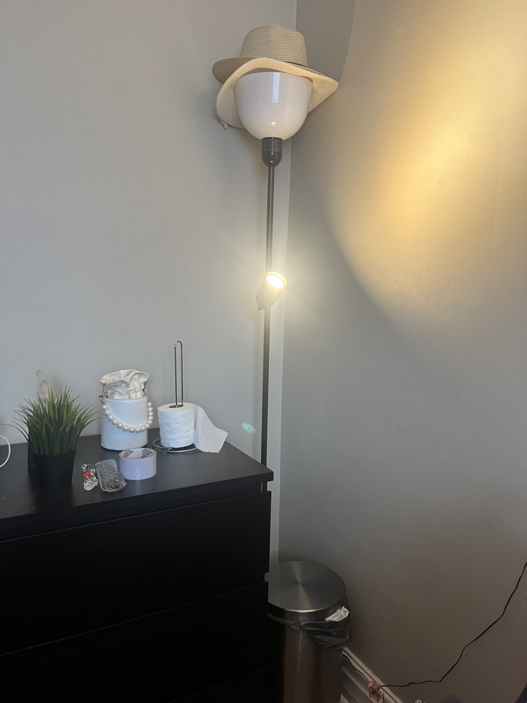 IKEA Black Floor Lamp with Adjustable Spotlight