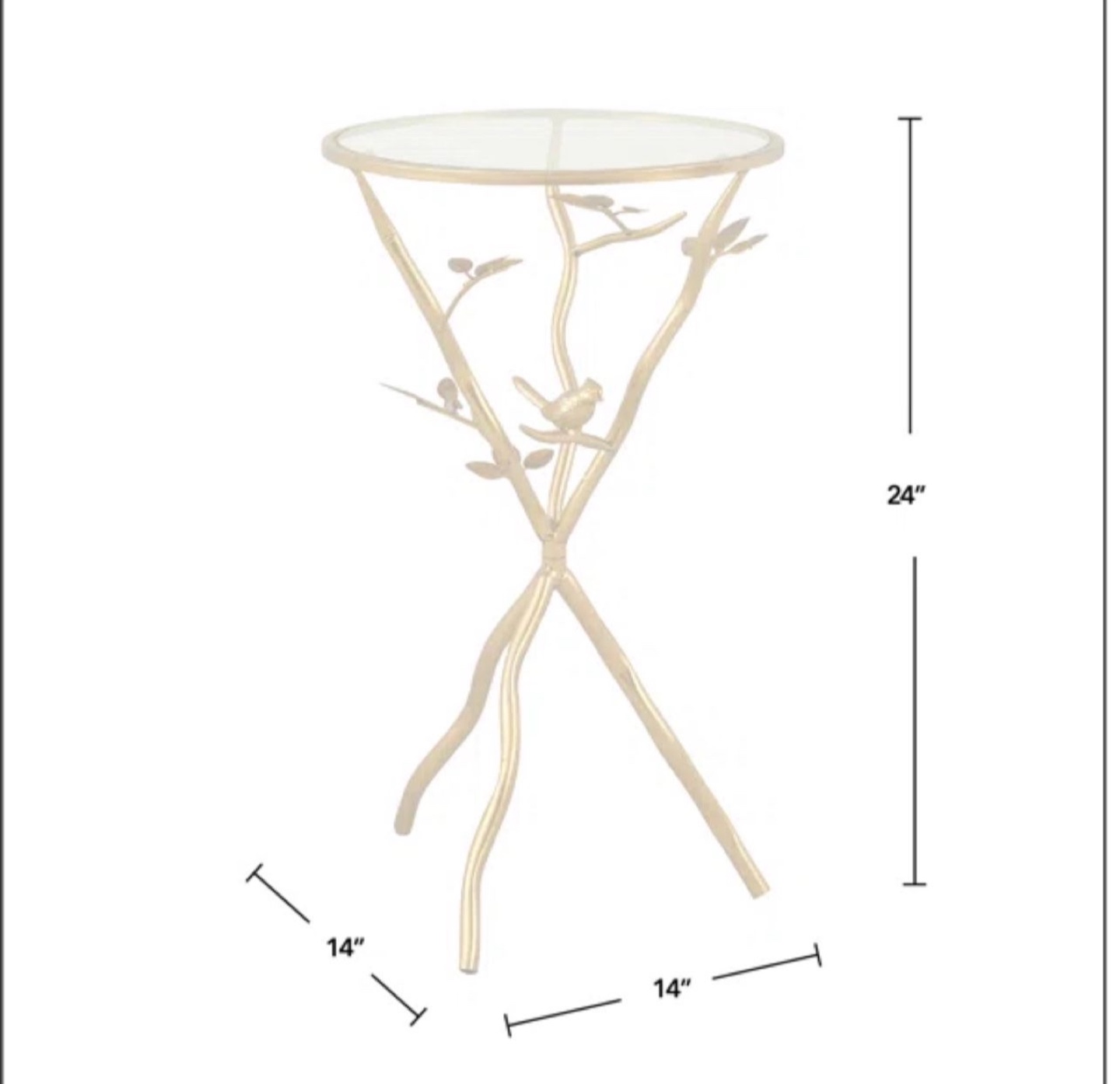 Silver Metal and Glass Accent Table with Bird Design - photo 4