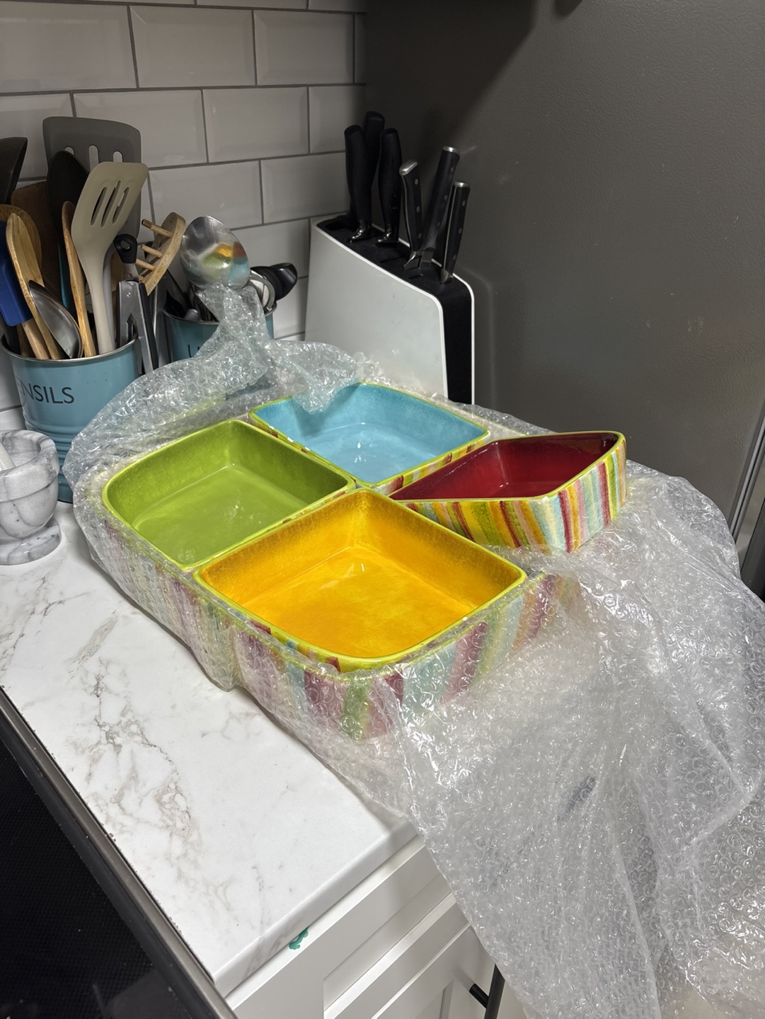 Set of 5 colourful ceramic dishes - photo 2