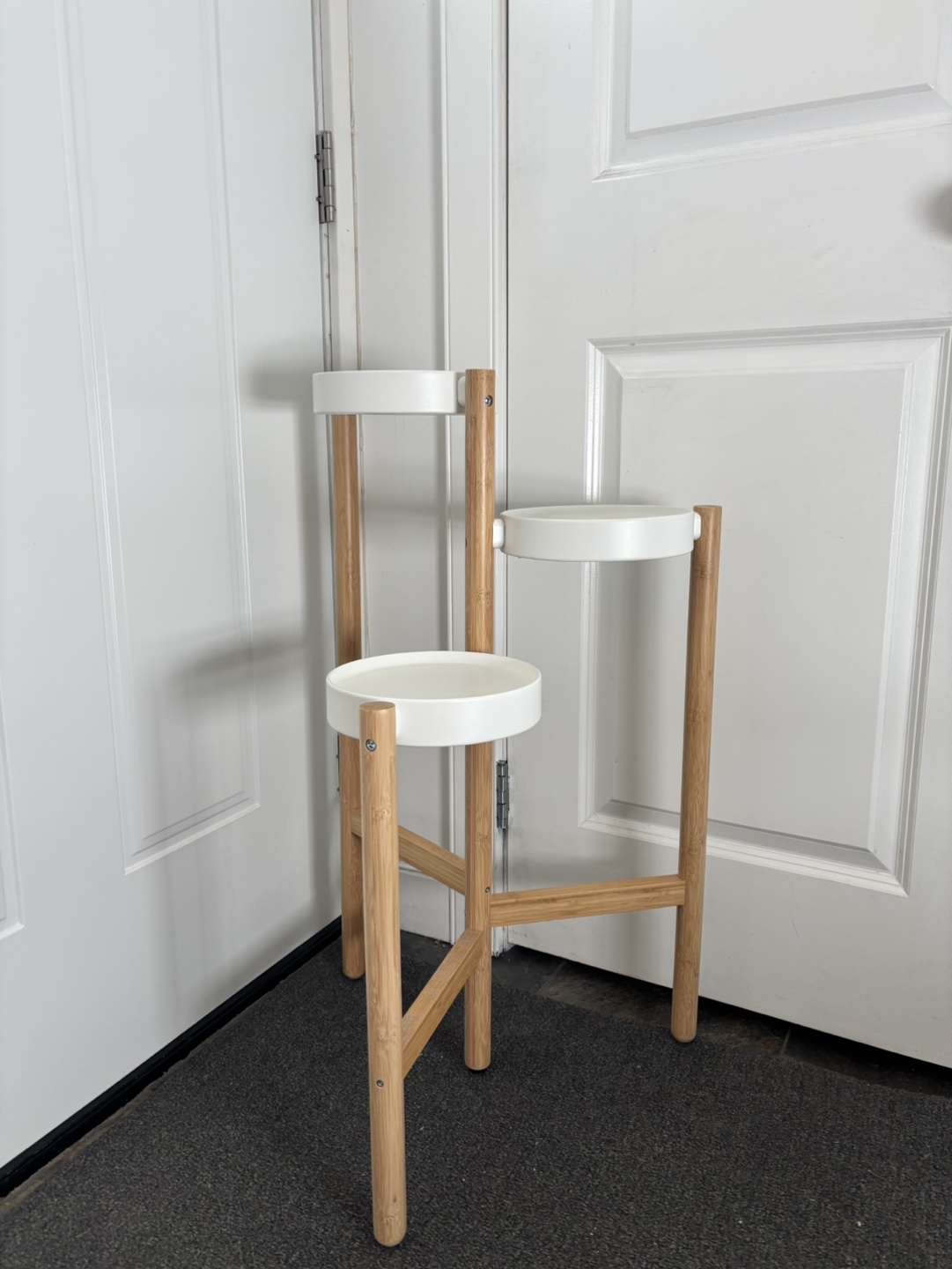 Three-Tier Plant Stand - White and Bamboo