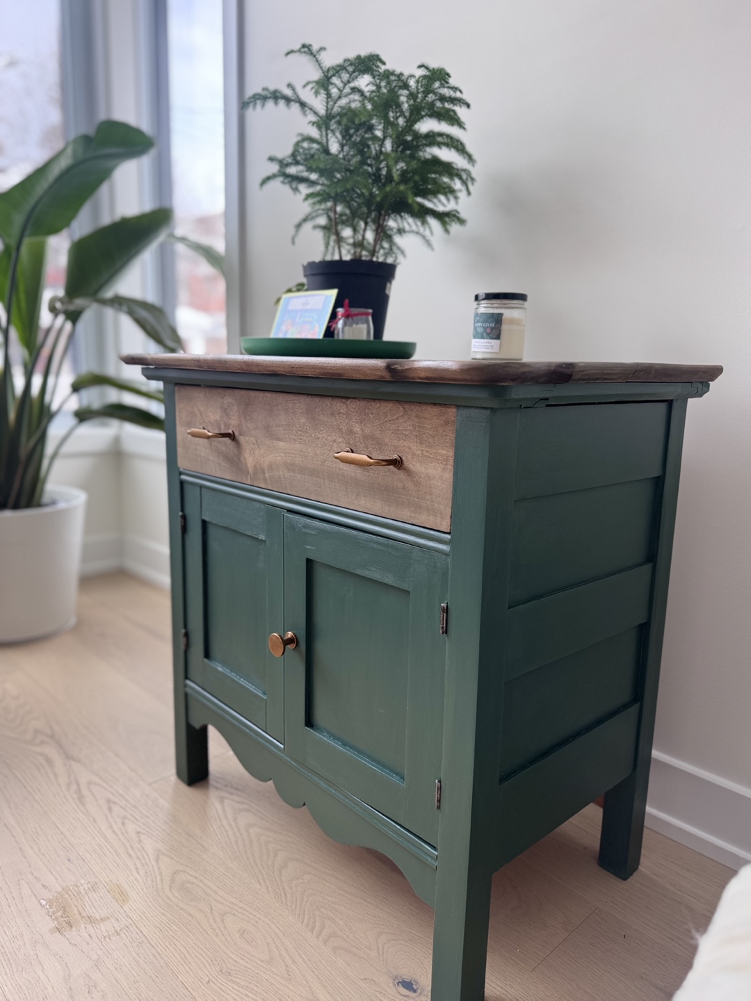 Vintage Green Painted Sideboard Cabinet - photo 2