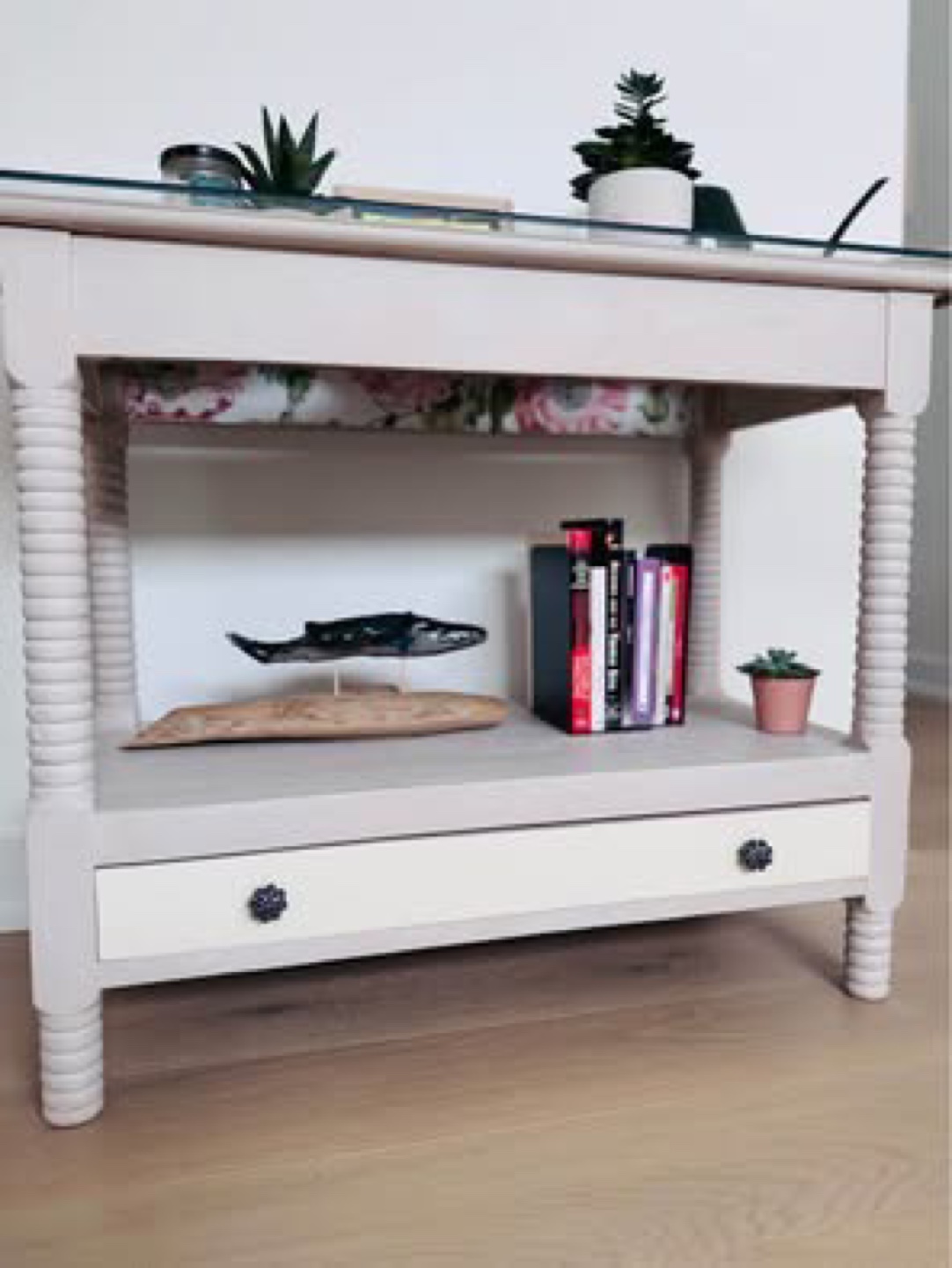 Painted Wash Stand/console with Glass Top - photo 4