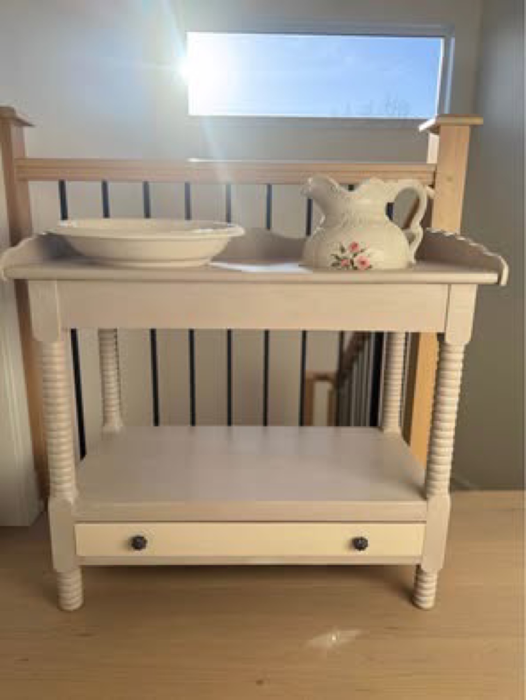 Painted Wash Stand/console with Glass Top - photo 5