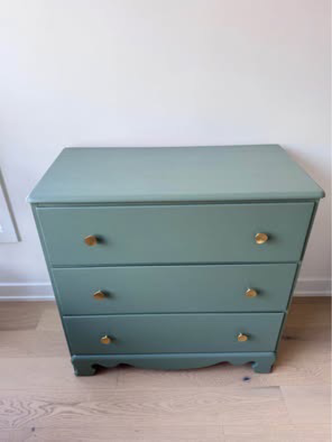 Three-Drawer Dresser - Sage Green with Gold Knobs - photo 3
