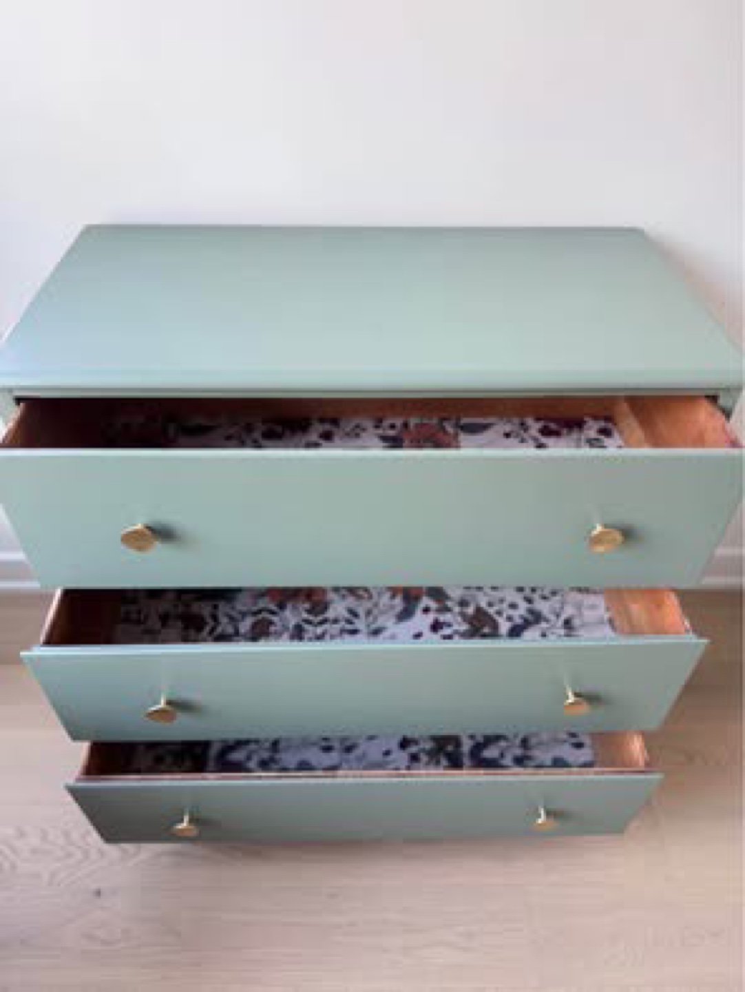 Three-Drawer Dresser - Sage Green with Gold Knobs - photo 4