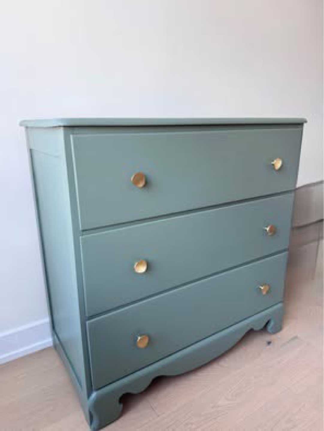 Three-Drawer Dresser - Sage Green with Gold Knobs - photo 2