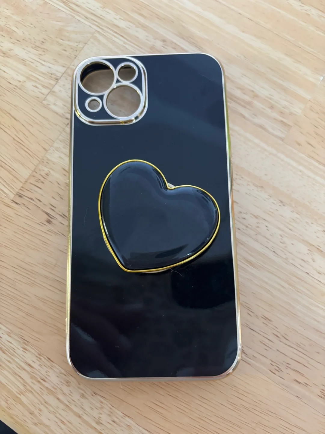 iPhone 12/13 Black Phone Case with Heart Ring Holder image indicator(3)