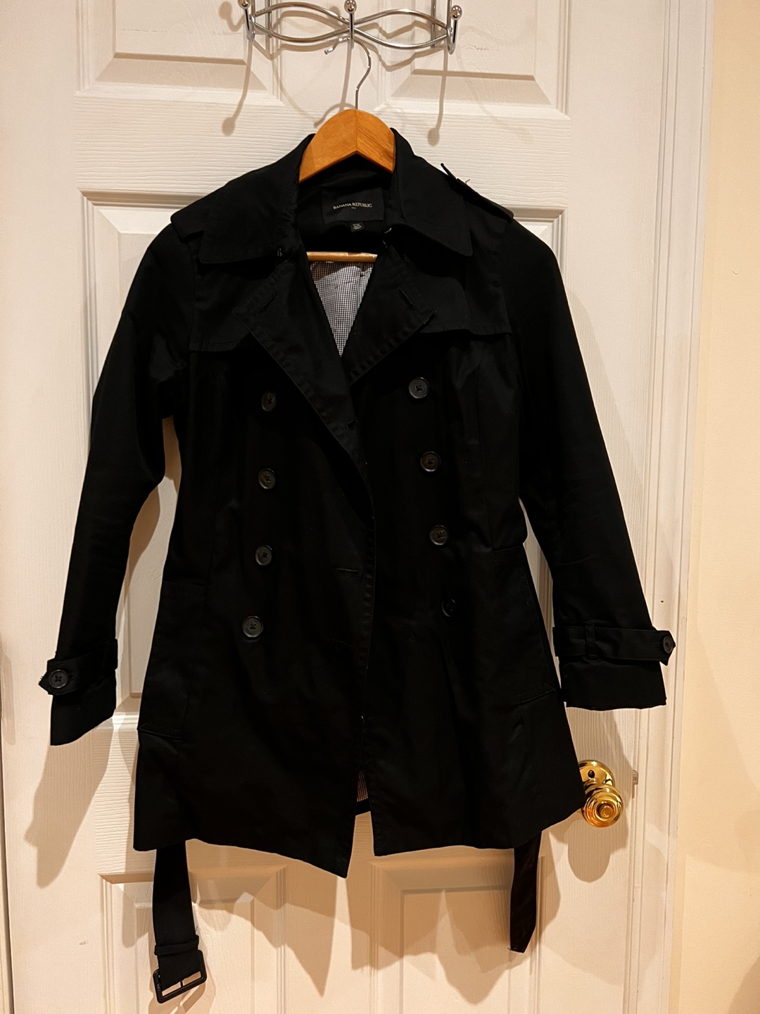 Banana Republic Petite XS Black Trench Coat