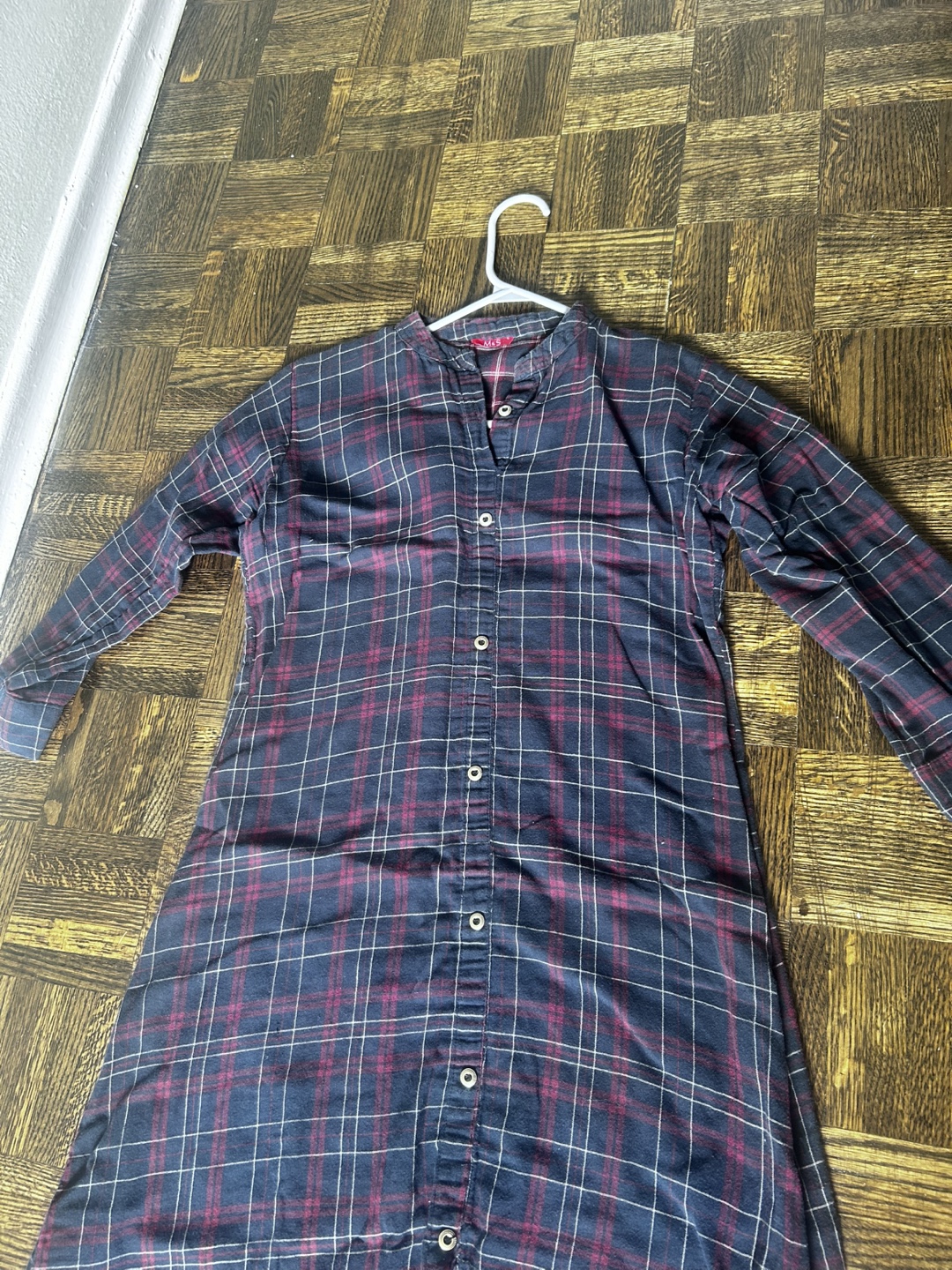 #free cycle# Women's Dark Plaid 3/4 Sleeve Button-Down Kurti