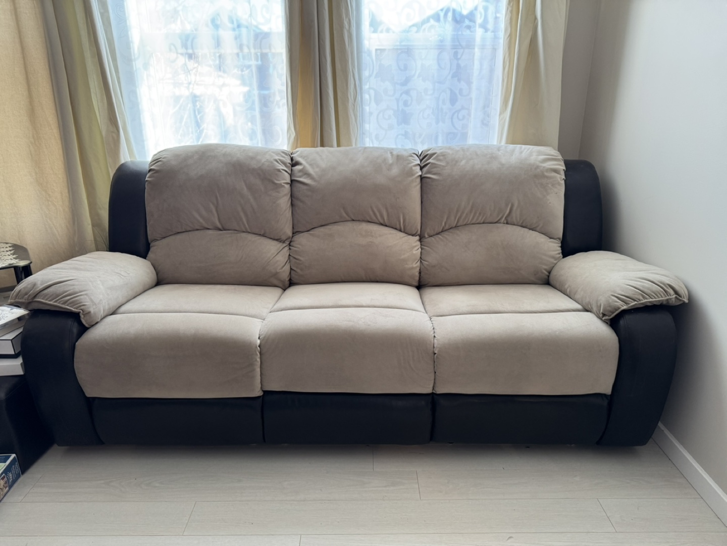 Reclining Sofa - Beige and Brown