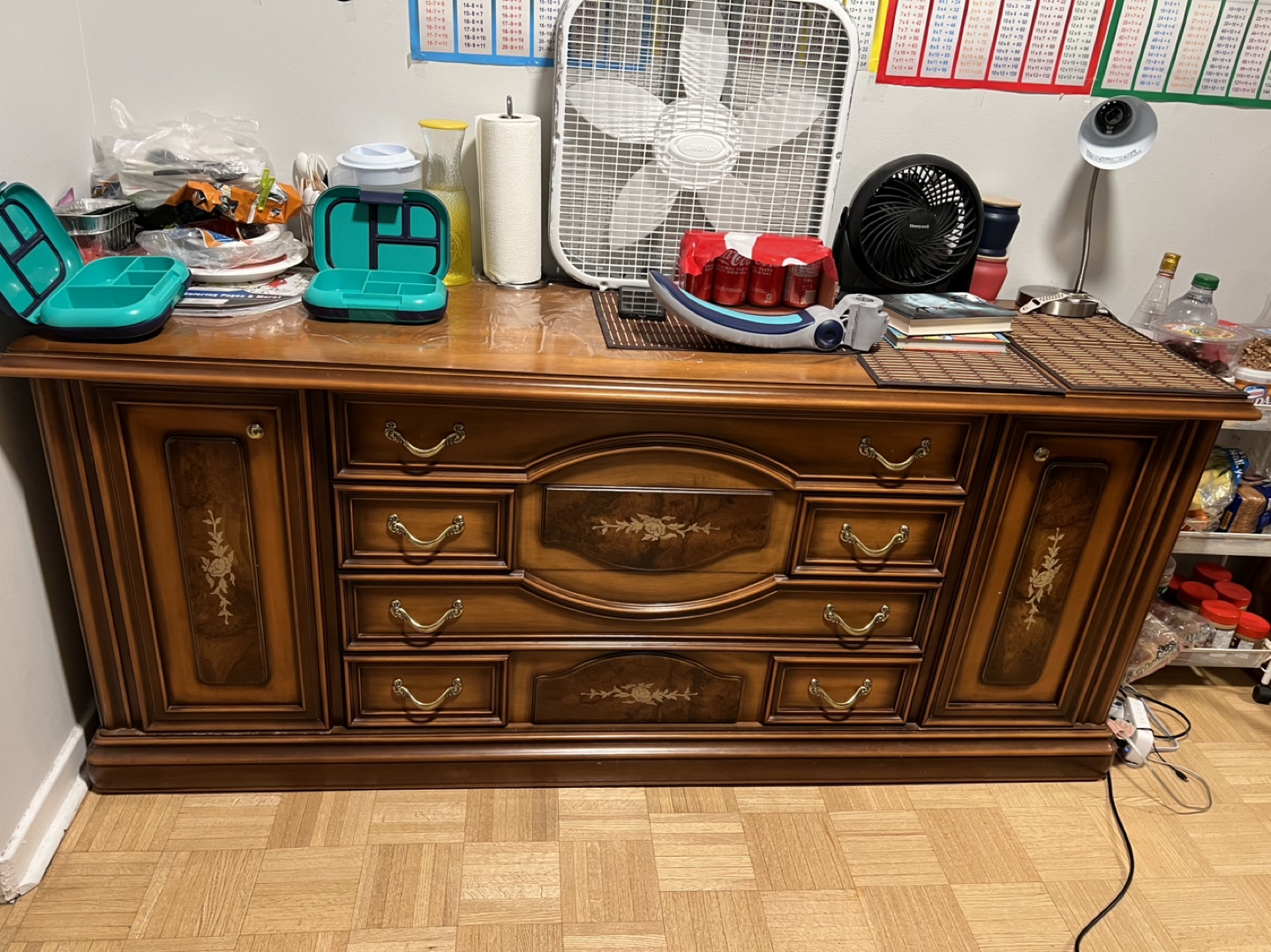 Vintage Wooden Buffet/Sideboard - 74" L
